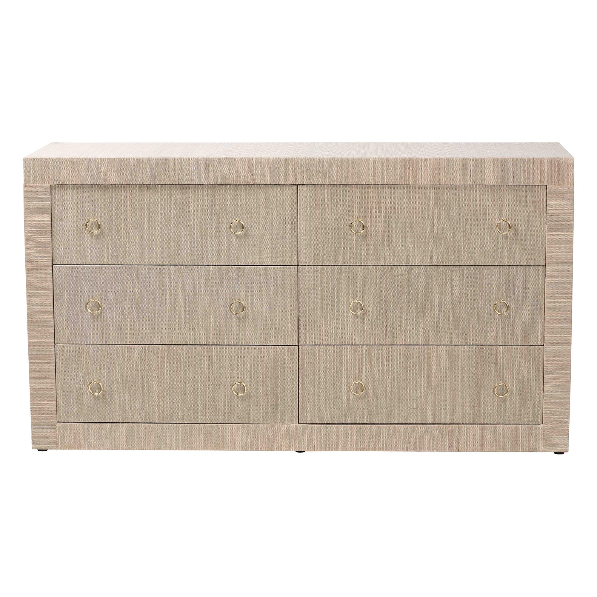 Bali & Pari Sage Grasscloth 6-Drawer Dresser