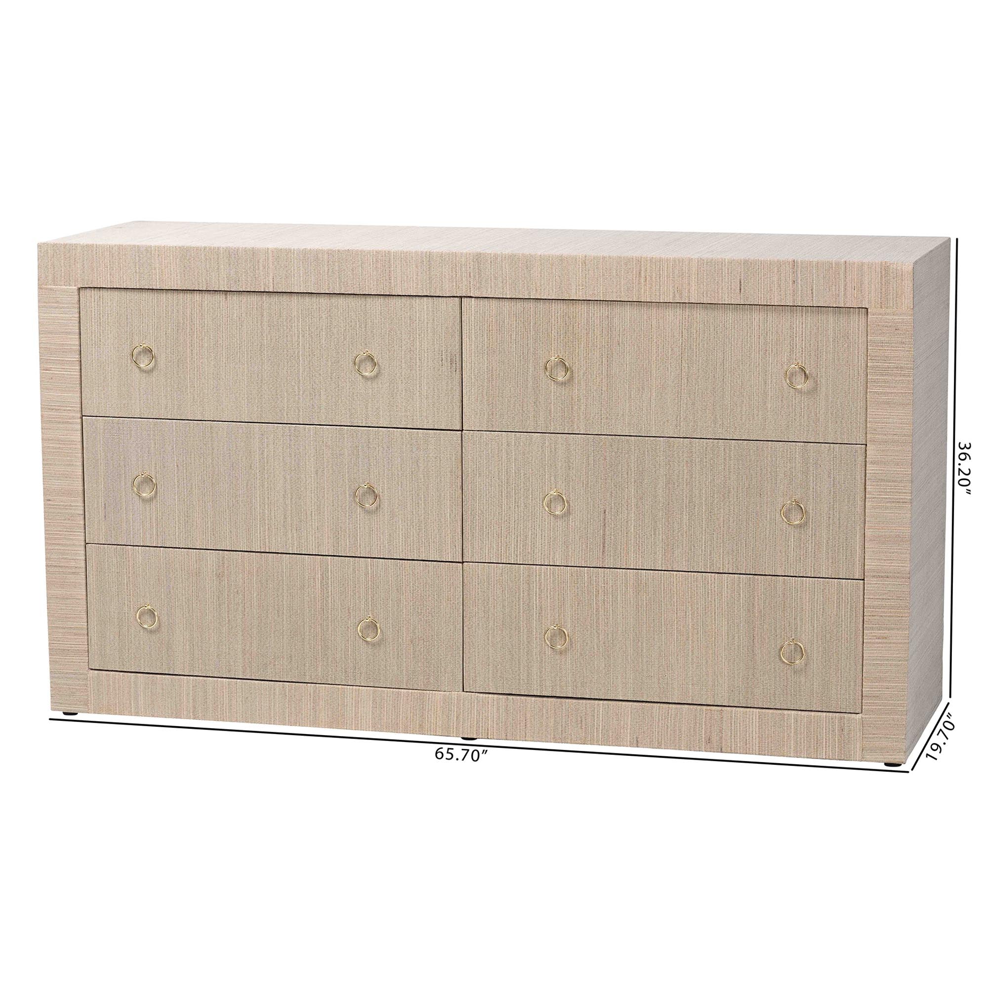 Bali & Pari Sage Grasscloth 6-Drawer Dresser