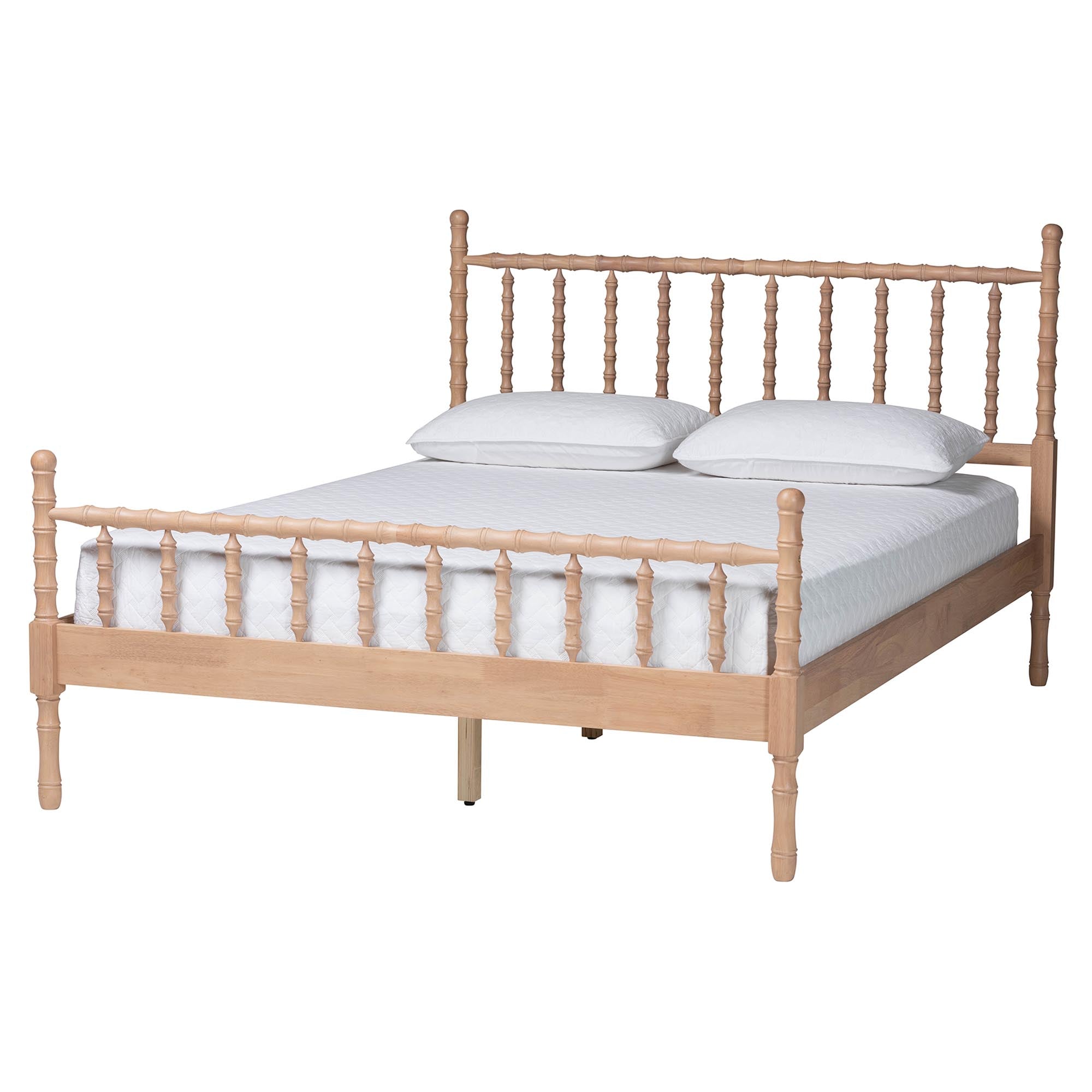 Laurent Platform Bed - Spindle Bed Frame with Bamboo-Style Turned Posts, Cottage Farmhouse Bedroom Furniture,