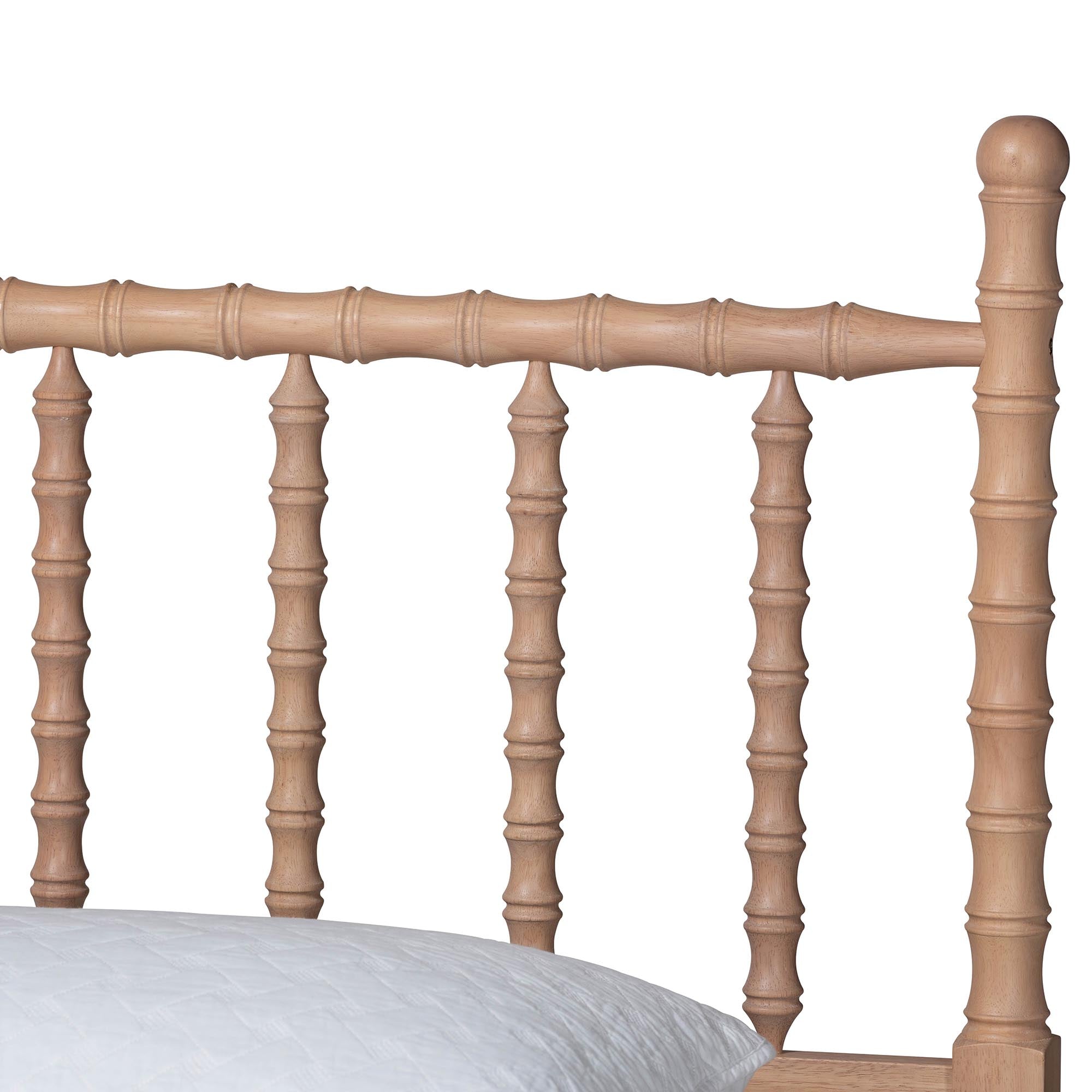 Laurent Bamboo-Style 4-Piece Bedroom Set - Spindle Platform Bed with Matching Dresser, Chest, and Nightstand, Cottage Farmhouse Style,