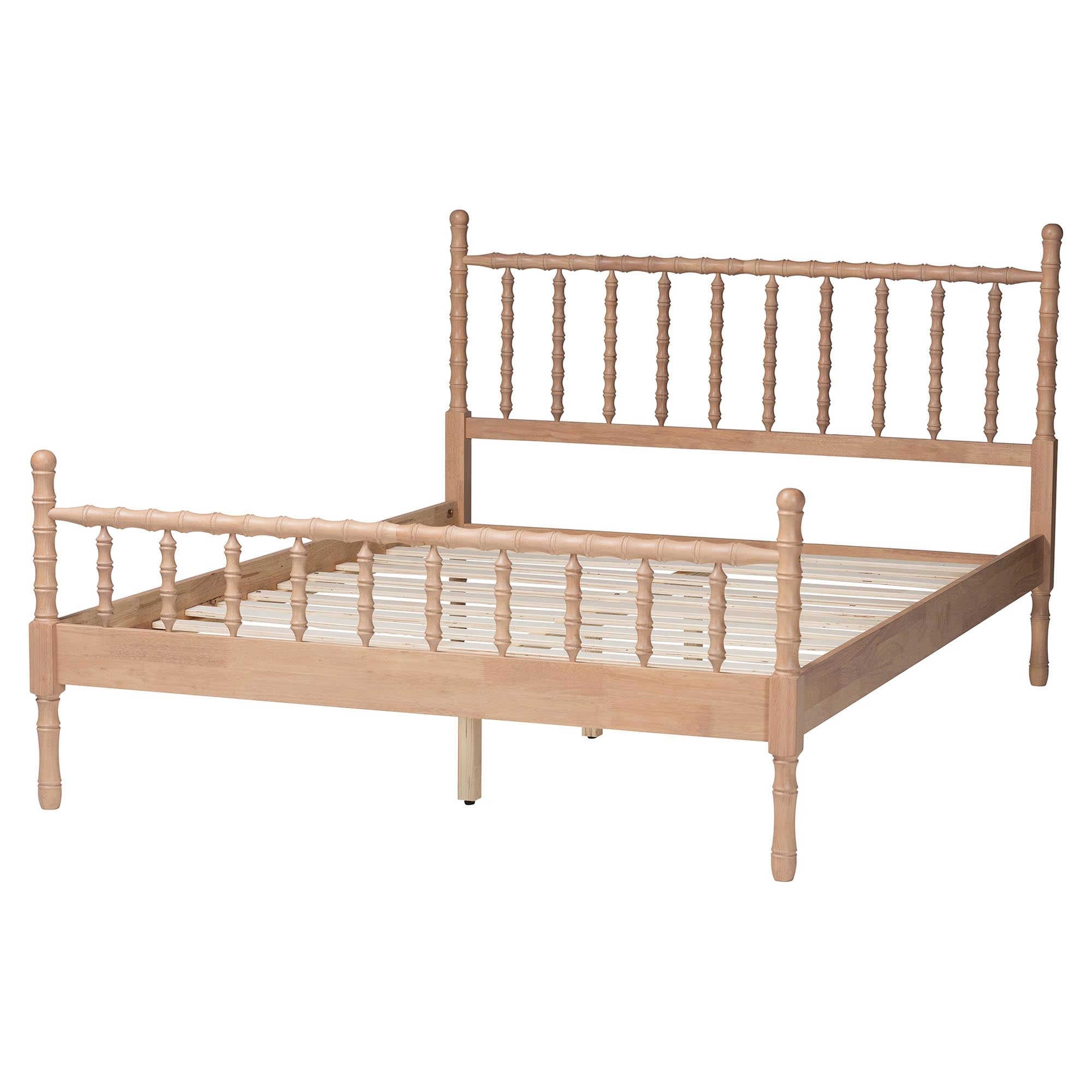 Laurent Platform Bed - Spindle Bed Frame with Bamboo-Style Turned Posts, Cottage Farmhouse Bedroom Furniture,