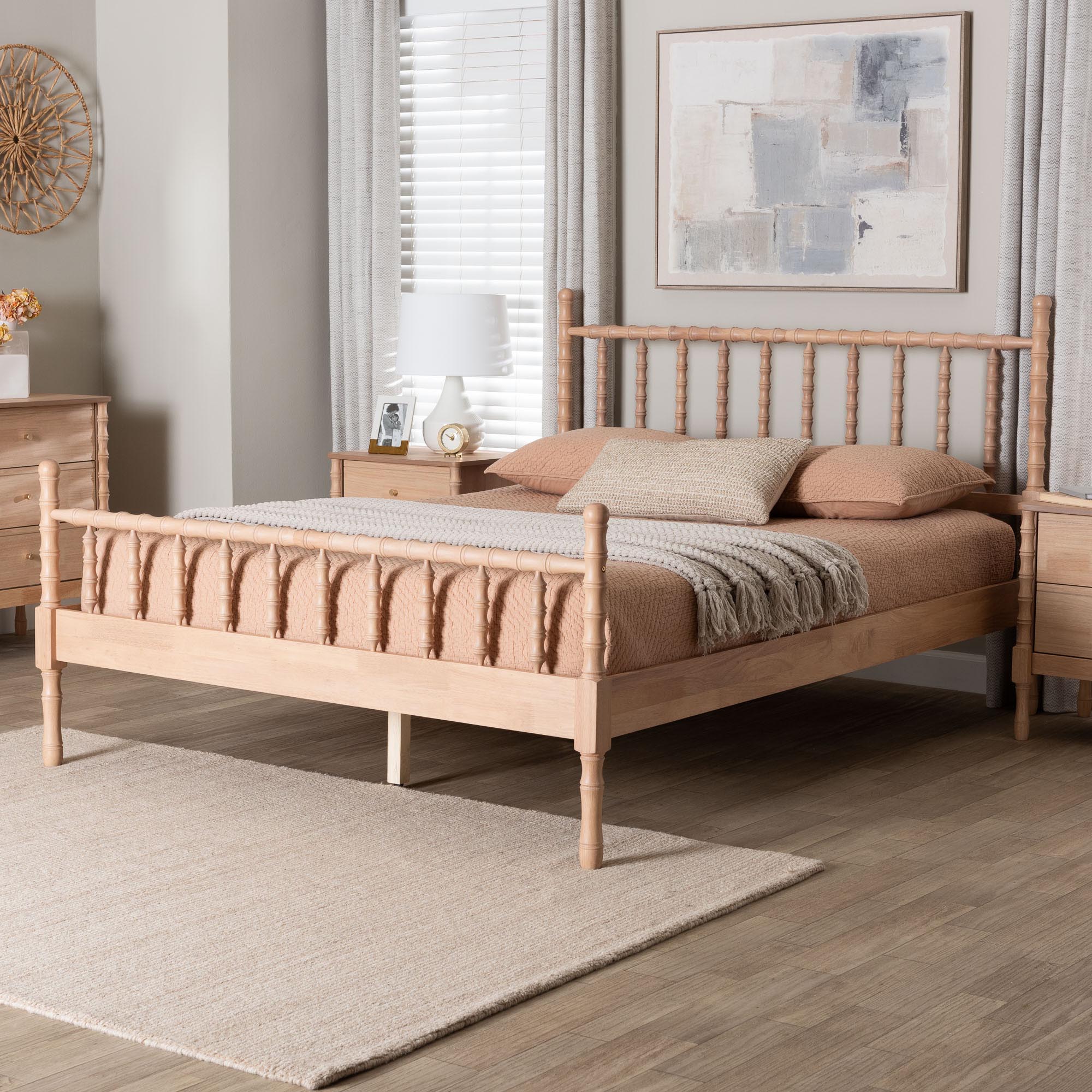 Laurent Platform Bed - Spindle Bed Frame with Bamboo-Style Turned Posts, Cottage Farmhouse Bedroom Furniture,