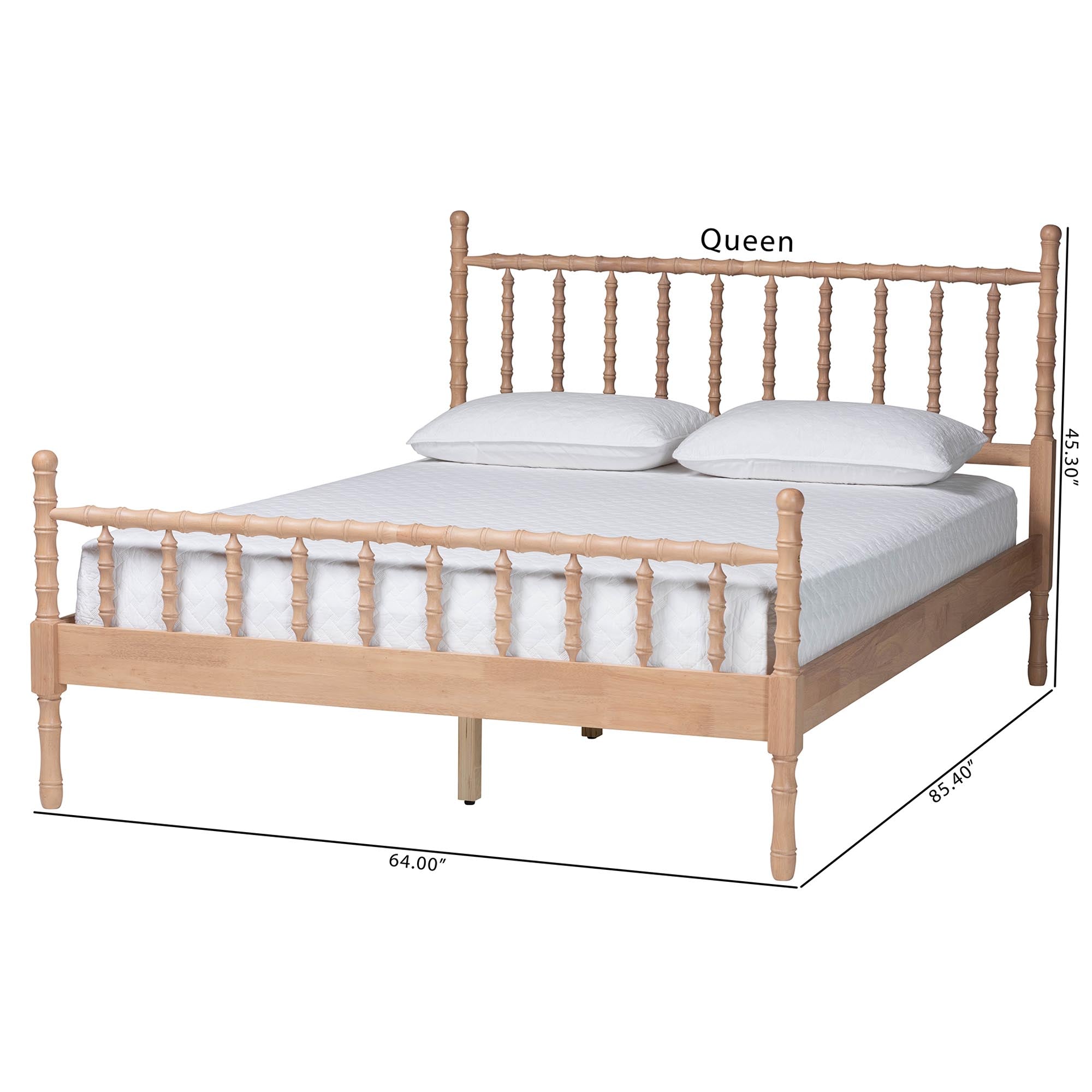 Laurent Platform Bed - Spindle Bed Frame with Bamboo-Style Turned Posts, Cottage Farmhouse Bedroom Furniture,