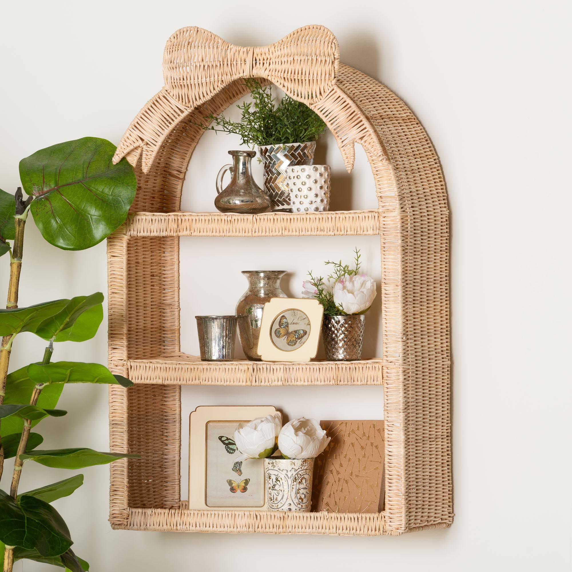 Bali & Pari Creusa Rattan Wall Shelf