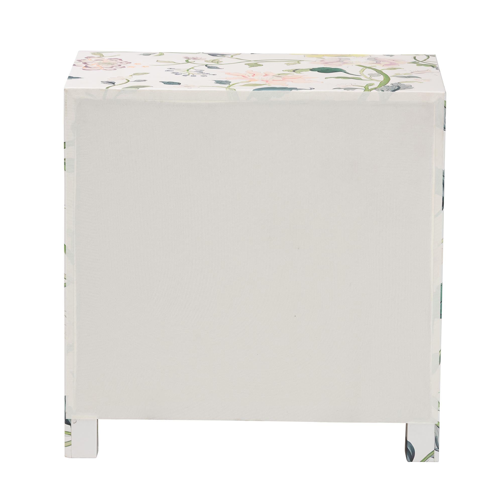 Connery Floral End Table 3-Drawer Decorative Accent Storage Cabinet