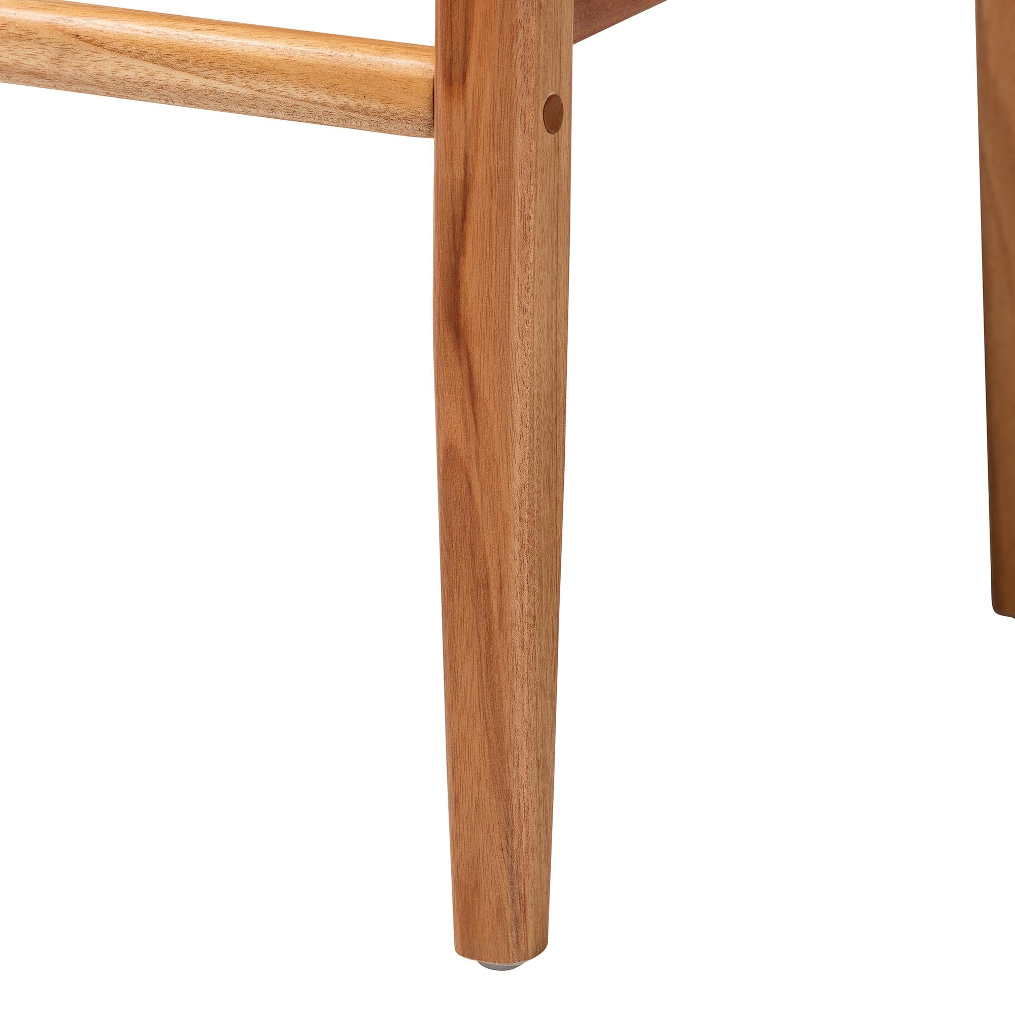 bali & pari Chatura Rattan and Mahogany Wood 2-Piece Dining Armchair Set - Handwoven Wicker Dining Chair with Angled Back, Coastal Boho Seating for Dining or Kitchen