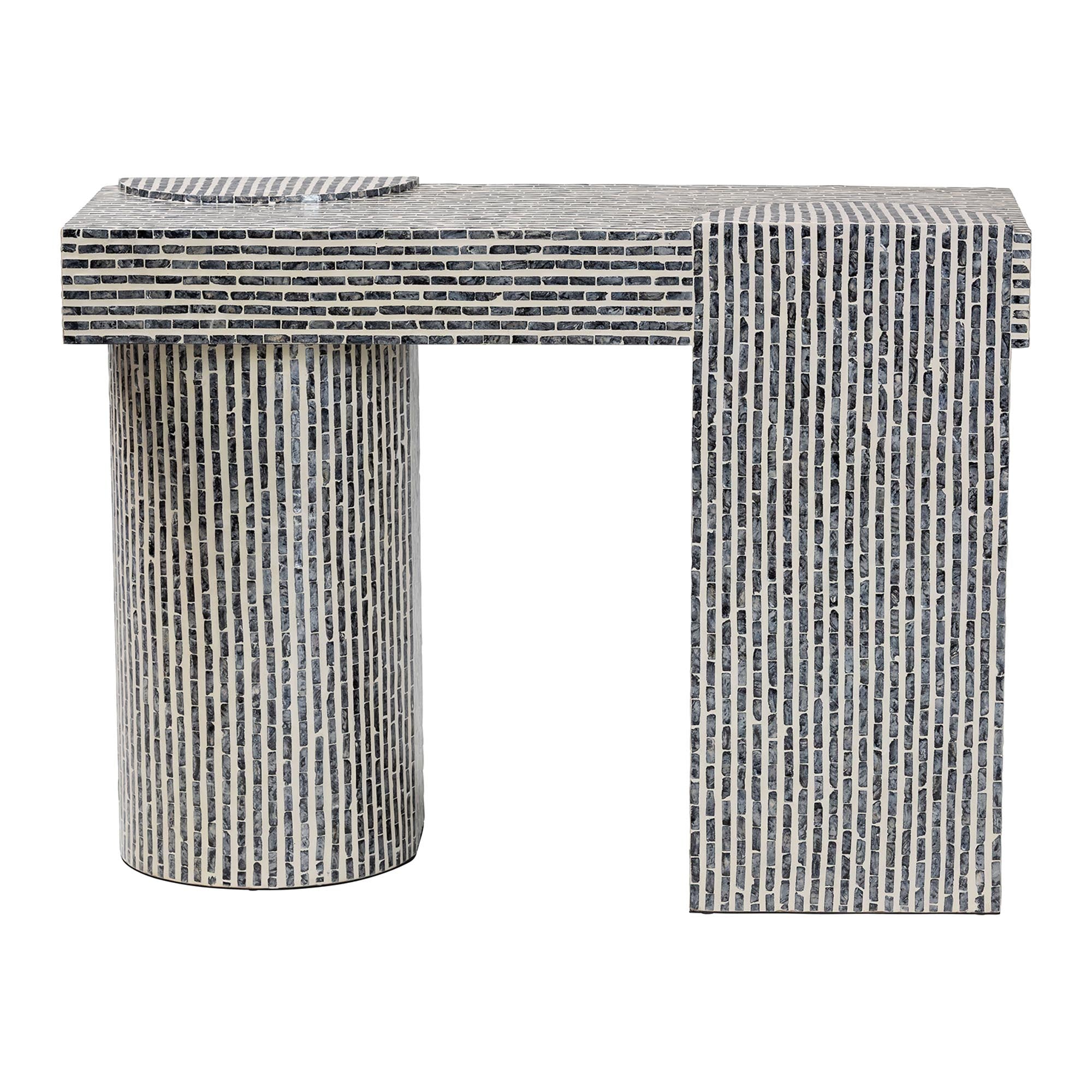 bali & pari Tawana Capiz Shell Console Table with Geometric Pattern - Modern Decorative Accent Table for Entryway or Living Room