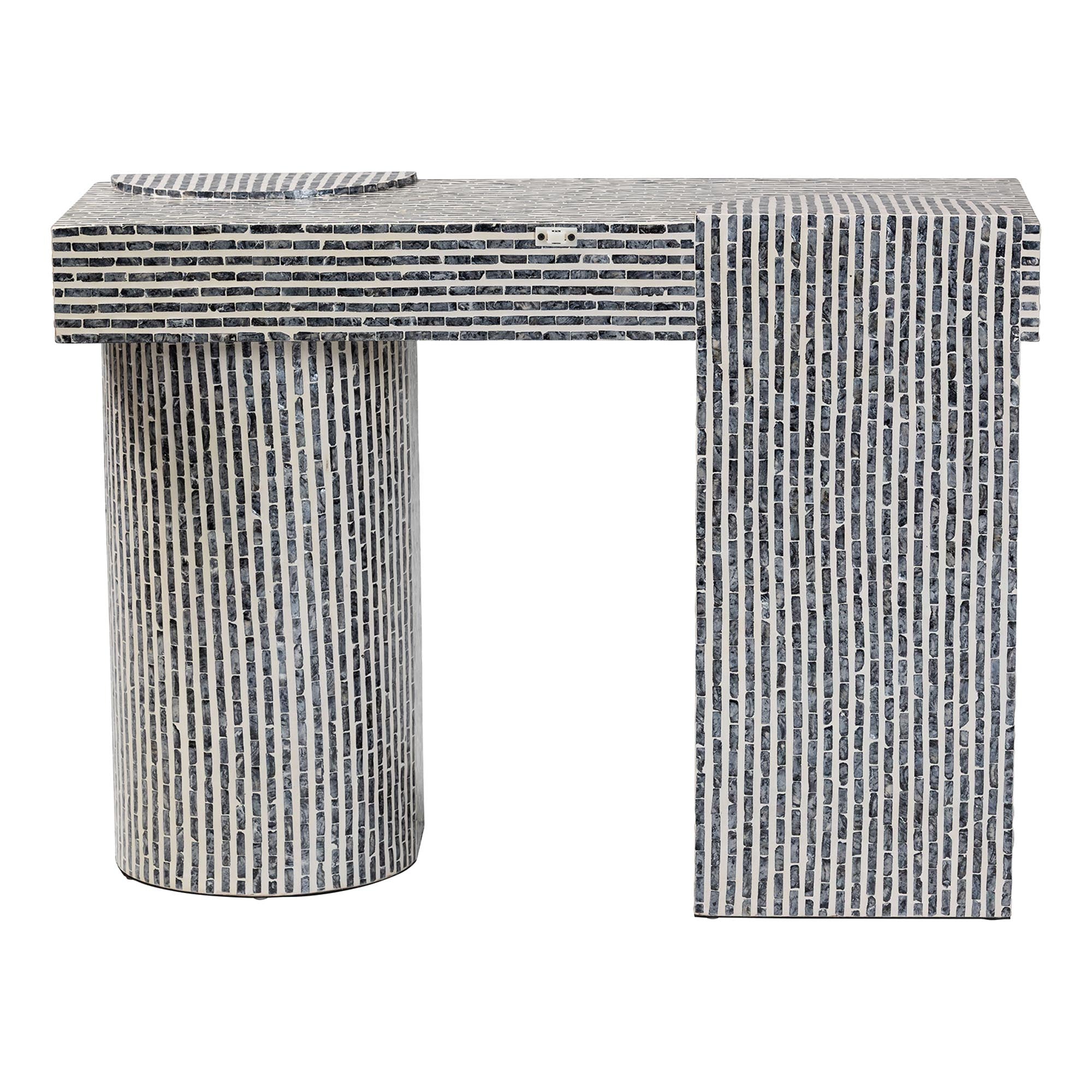 bali & pari Tawana Capiz Shell Console Table with Geometric Pattern - Modern Decorative Accent Table for Entryway or Living Room