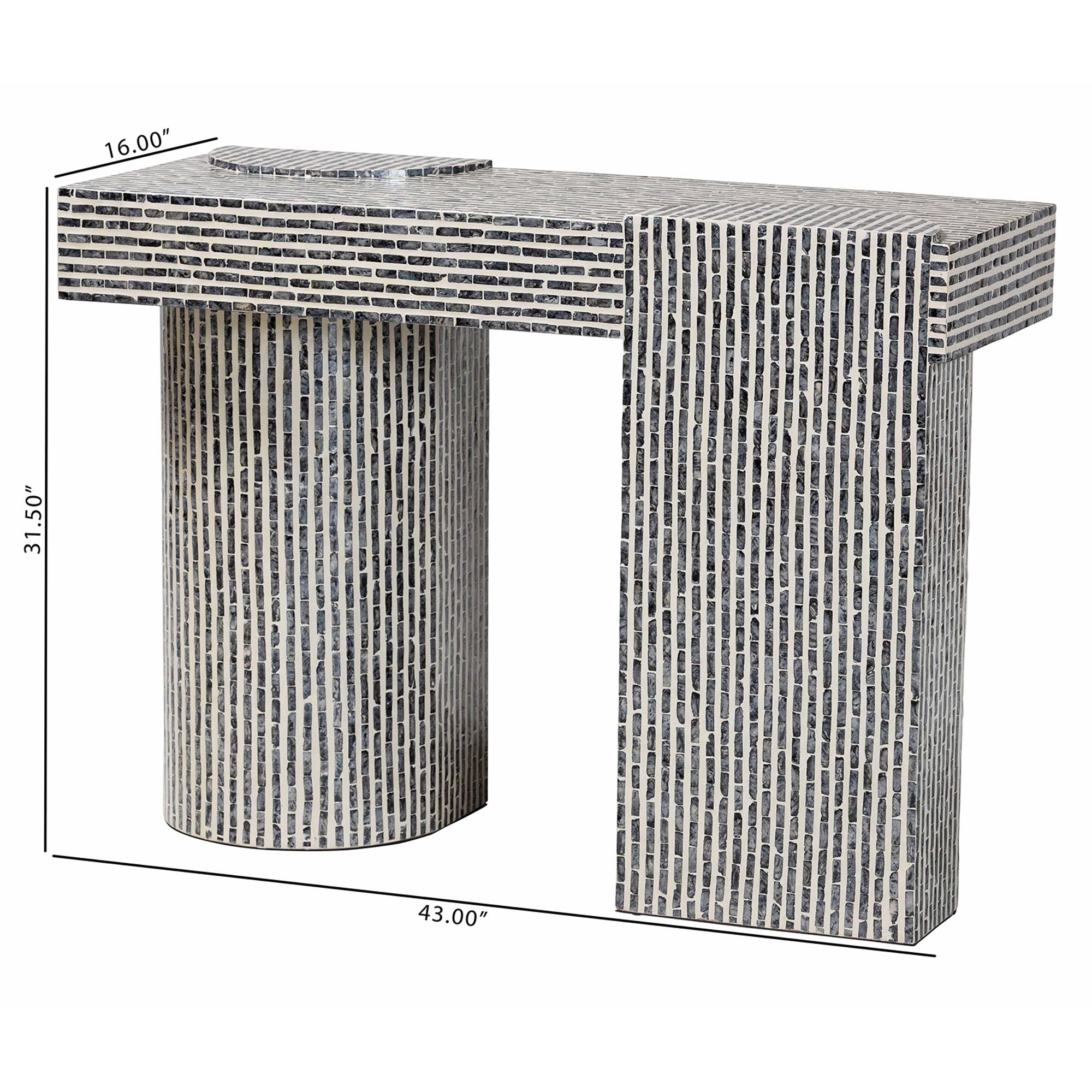 bali & pari Tawana Capiz Shell Console Table with Geometric Pattern - Modern Decorative Accent Table for Entryway or Living Room