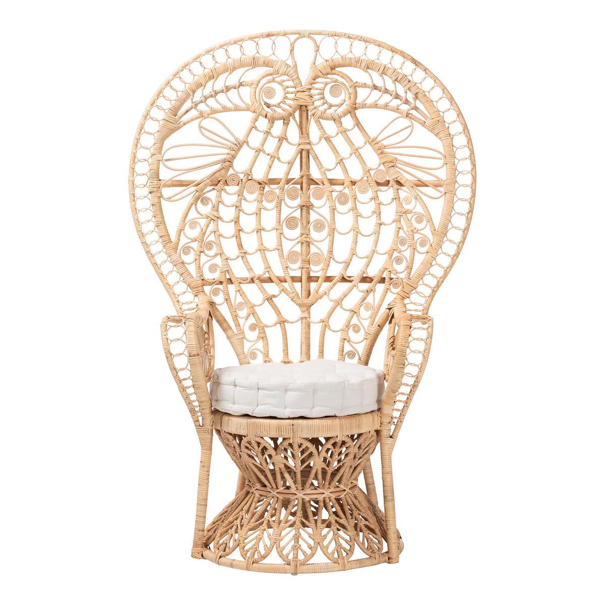 Bali & Pari Kimiko Rattan Peacock Chair with Cushion Handwoven Wicker Accent Chair