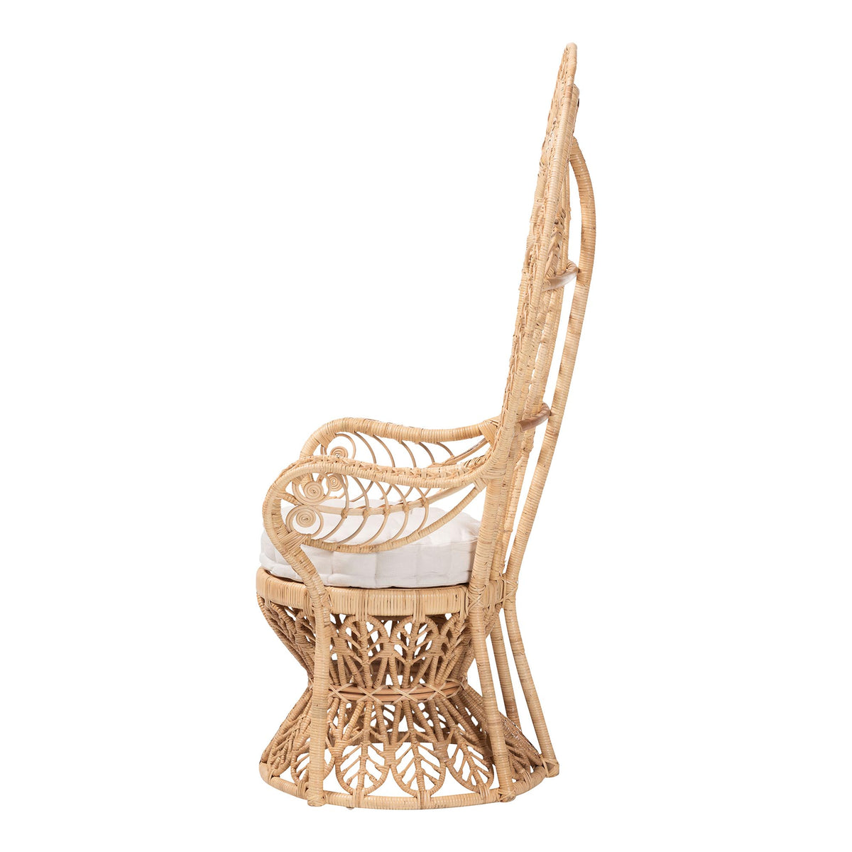Bali & Pari Kimiko Rattan Peacock Chair with Cushion Handwoven Wicker Accent Chair