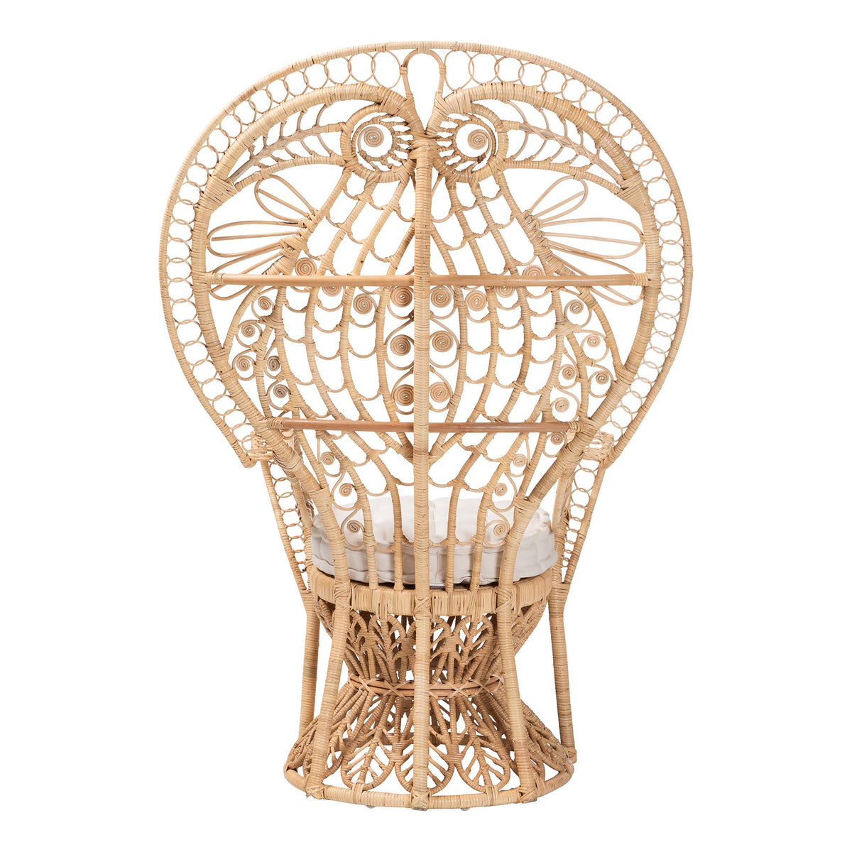 Bali & Pari Kimiko Rattan Peacock Chair with Cushion Handwoven Wicker Accent Chair