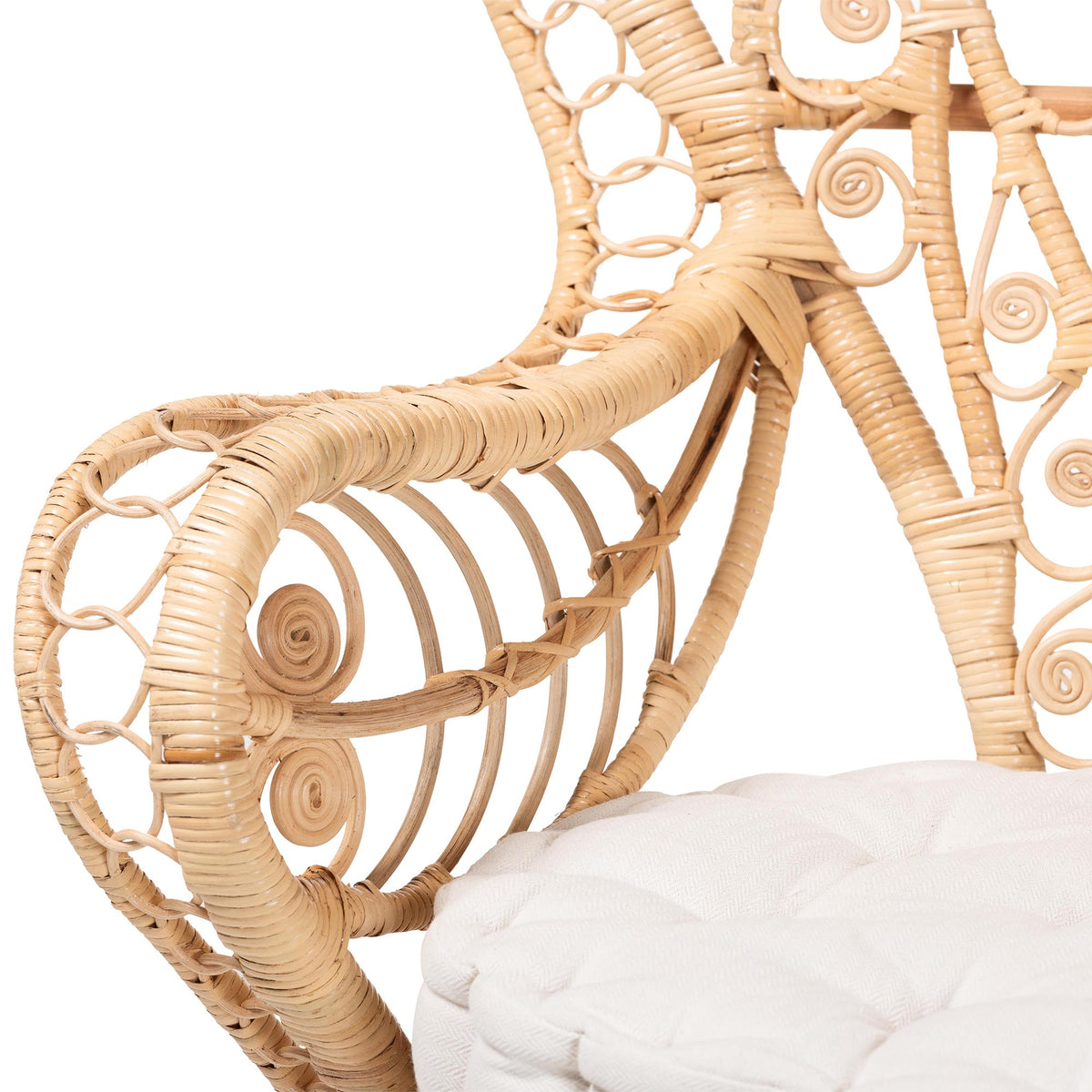 Bali & Pari Kimiko Rattan Peacock Chair with Cushion Handwoven Wicker Accent Chair