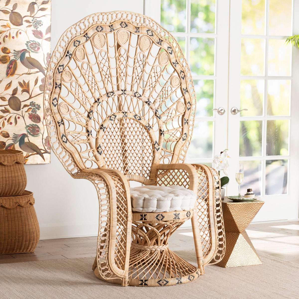 Bali & Pari Nafisa Rattan Peacock Chair Handwoven Wicker Accent Chair
