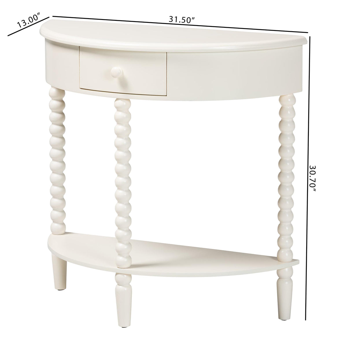 Raynera Bobbin-Leg Demilune Console Table