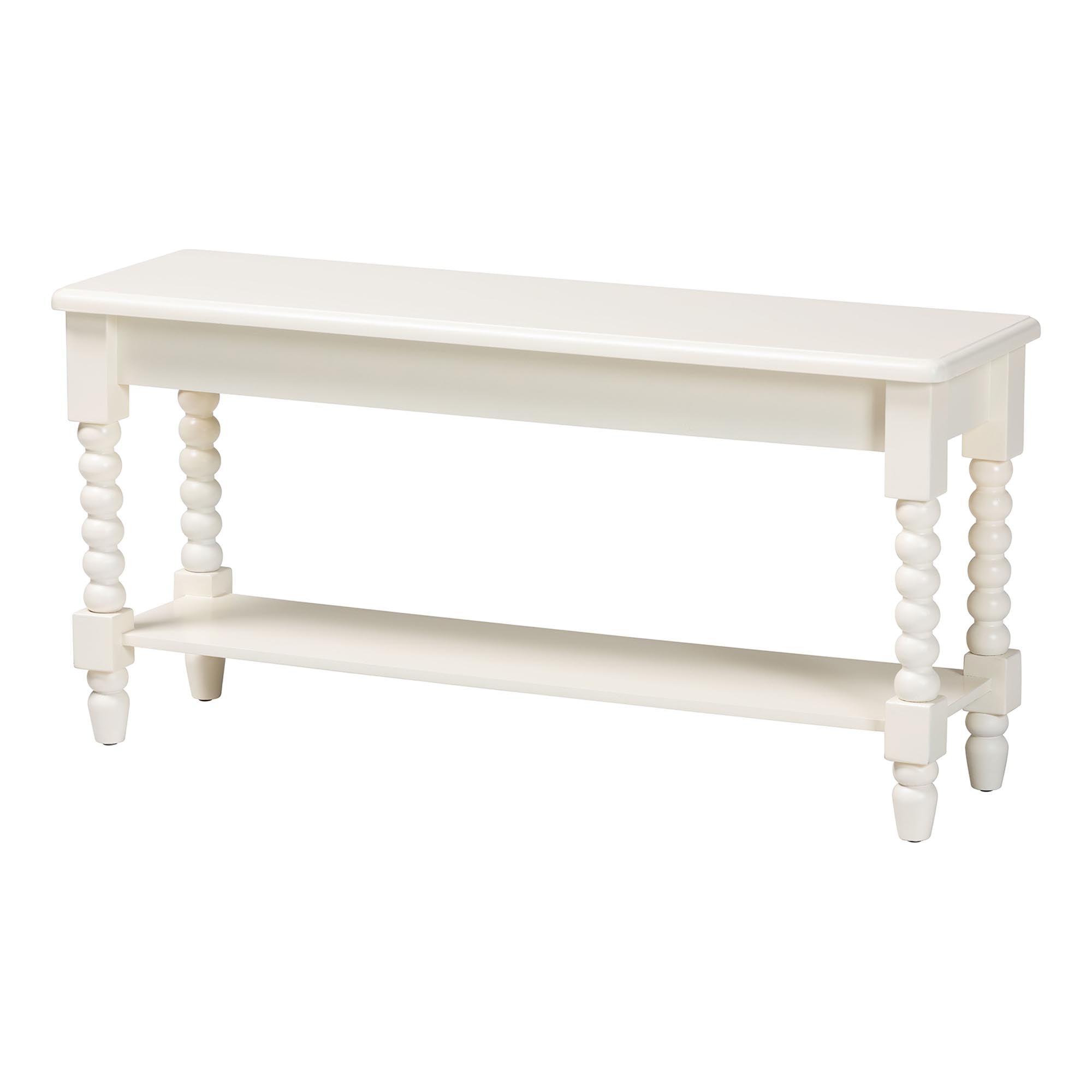 Bayard Accent Bench with Bobbin Legs - Spindle Leg Entryway Bench with Shelf, Cottage Farmhouse Style Hallway or Mudroom Seating