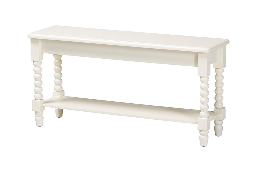 Bayard Accent Bench with Bobbin Legs - Spindle Leg Entryway Bench with Shelf, Cottage Farmhouse Style Hallway or Mudroom Seating