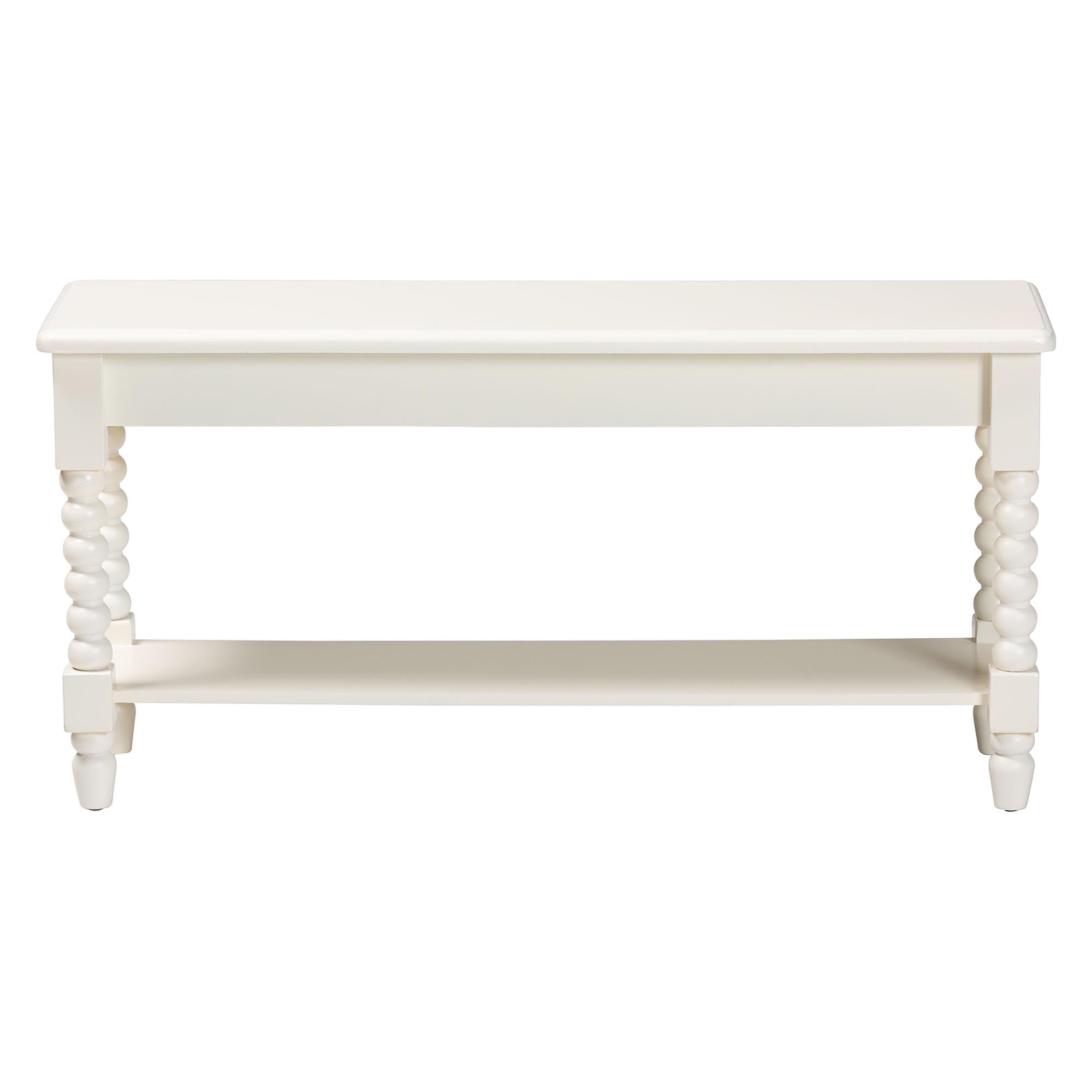 Bayard Accent Bench with Bobbin Legs - Spindle Leg Entryway Bench with Shelf, Cottage Farmhouse Style Hallway or Mudroom Seating