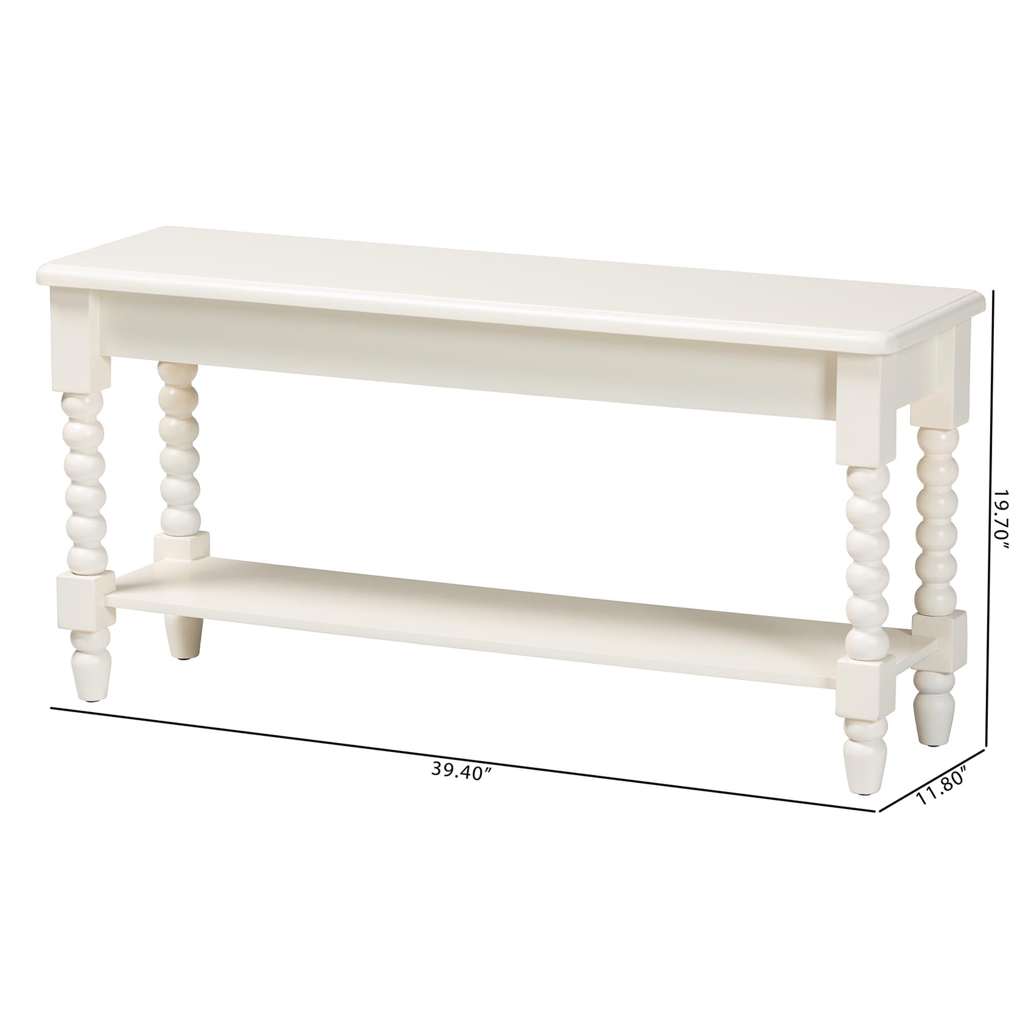 Bayard Accent Bench with Bobbin Legs - Spindle Leg Entryway Bench with Shelf, Cottage Farmhouse Style Hallway or Mudroom Seating