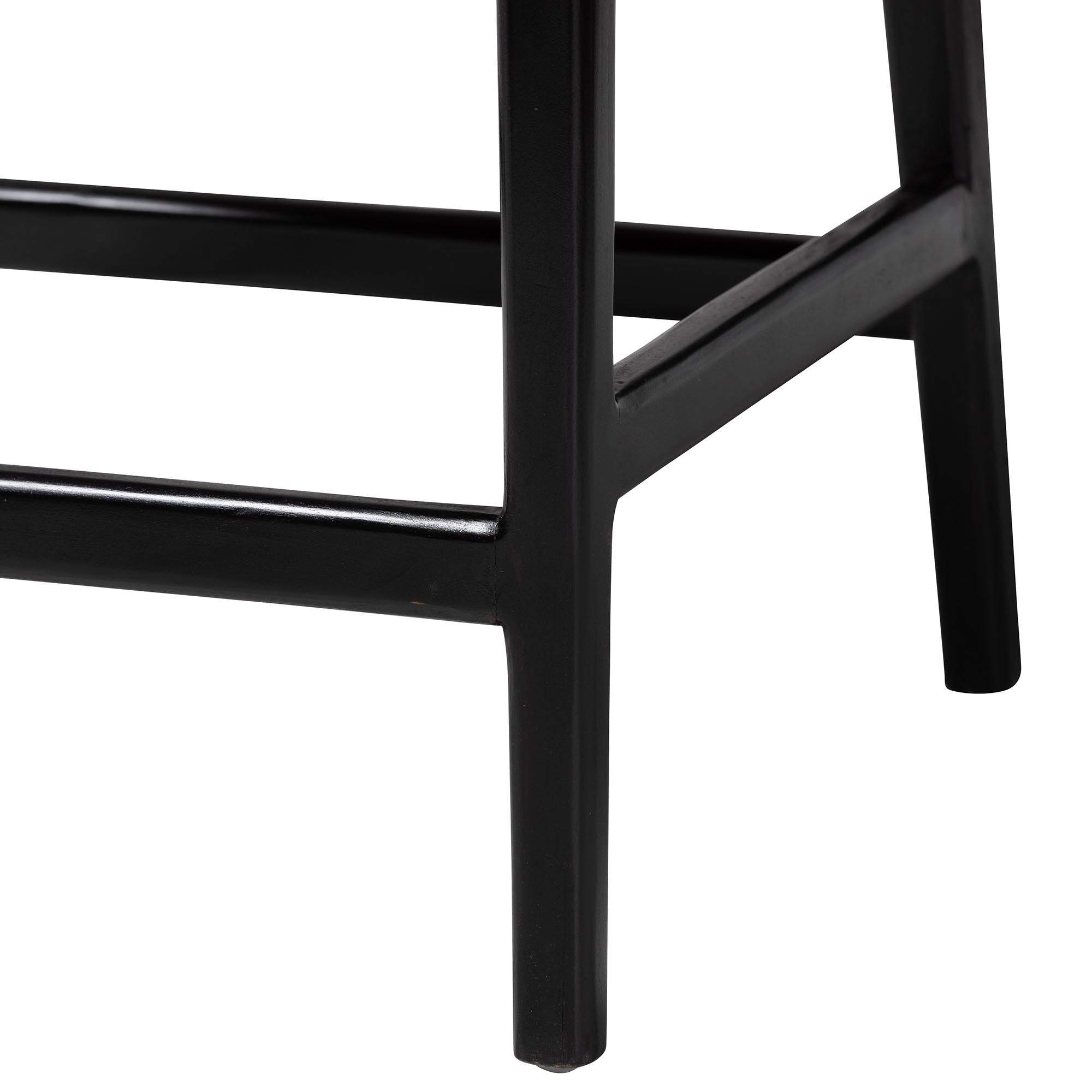 bali & pari Abiel Rattan Counter Stool with Arms and Removable Cushion - Handwoven Wicker Stool with Mahogany Wood Frame, Coastal Boho Seating for Kitchen or Dining Area