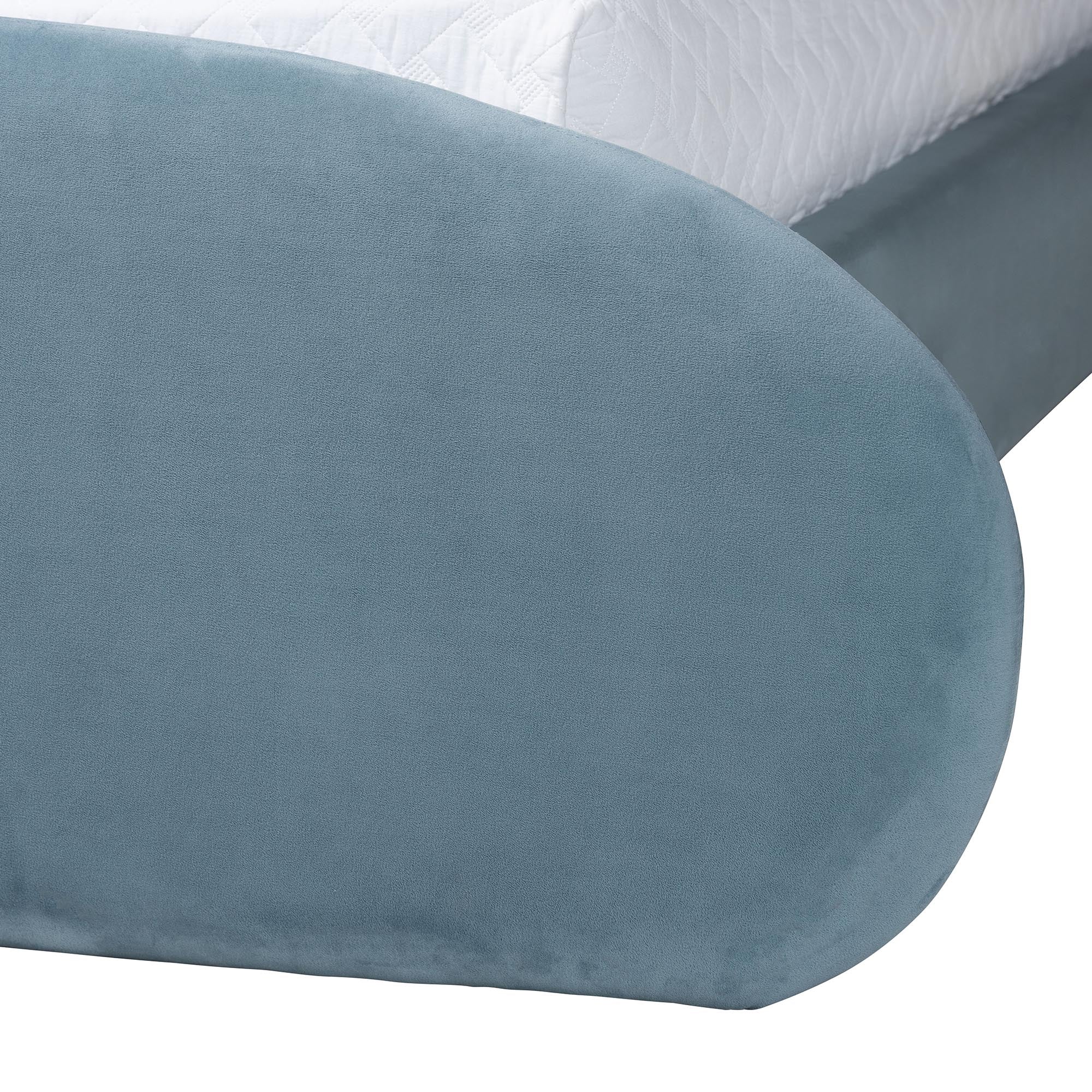 Ekram Velvet Upholstered Platform Bed - Mid-Century Modern Bed Frame with Curved Headboard and Accent Footboard, Classic Luxe Bedroom Centerpiece,