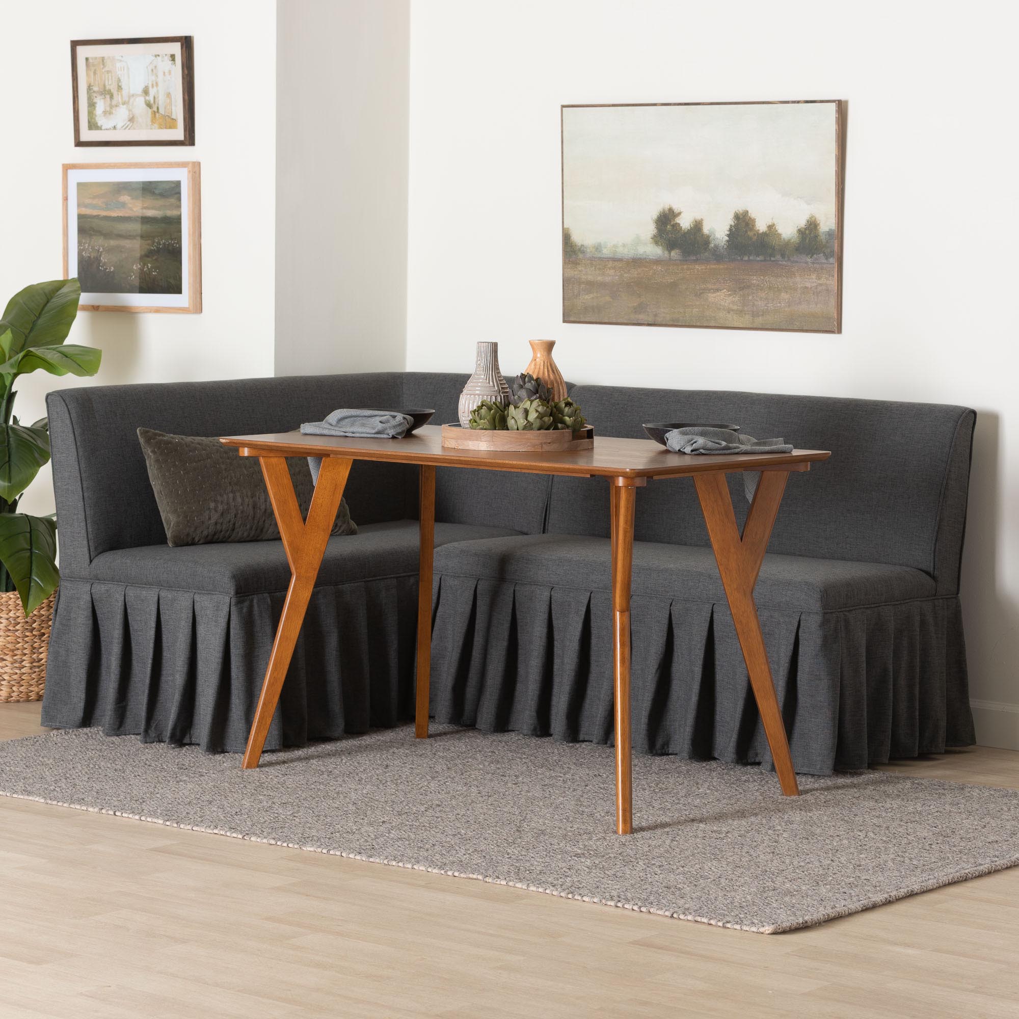 Randolph 3-Piece Fabric Upholstered Dining Nook Set