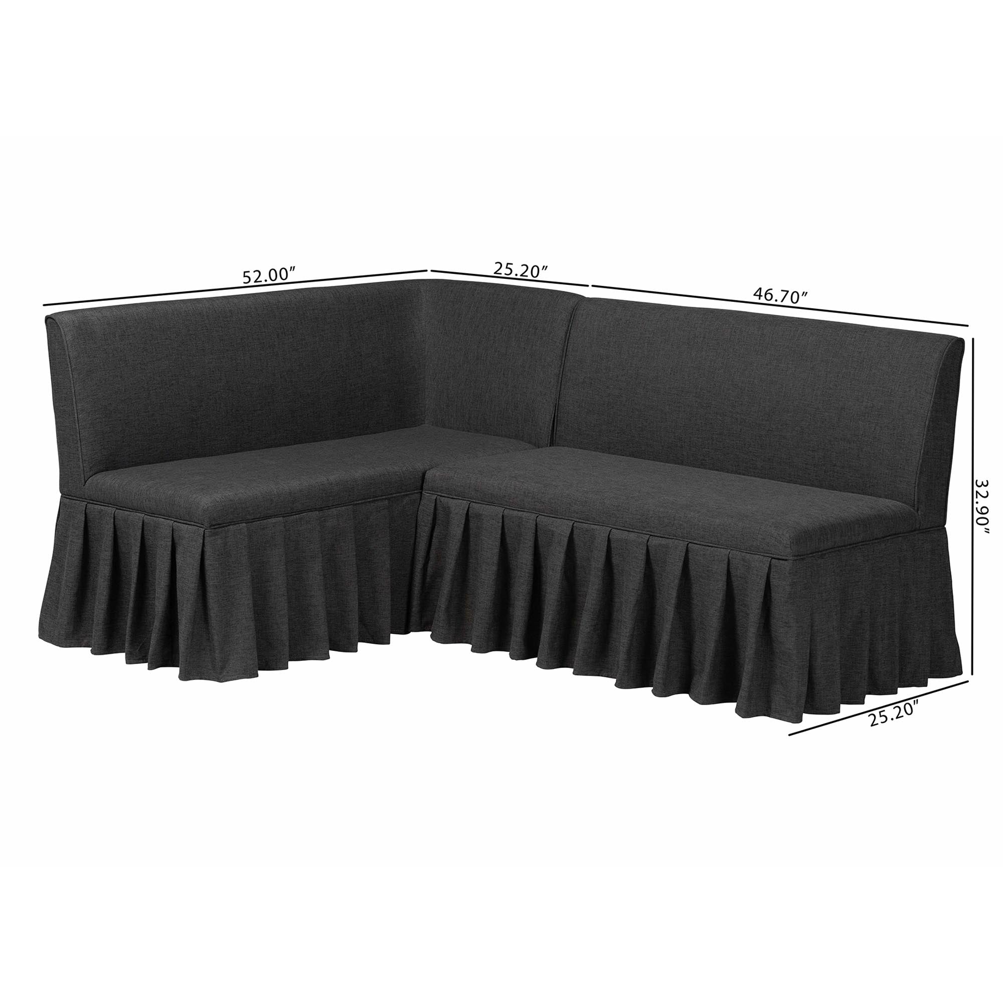 Bryna 2-Piece Fabric Upholstered Dining Nook Bench Set