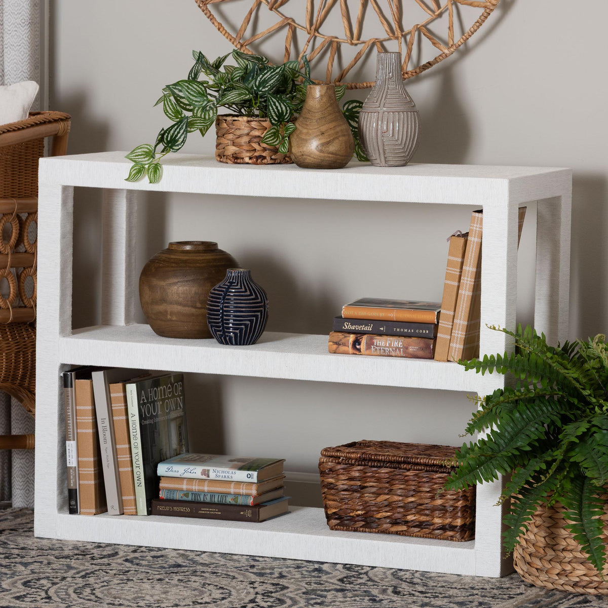 Bali & Pari Oaklynn Grasscloth Bookshelf