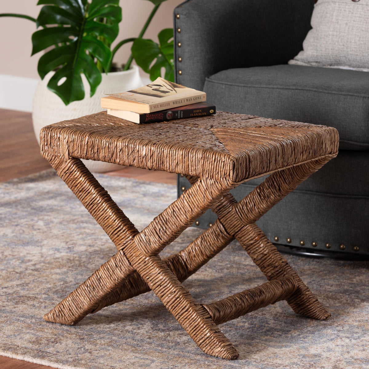 Bali & Pari Alda Woven Seagrass Ottoman