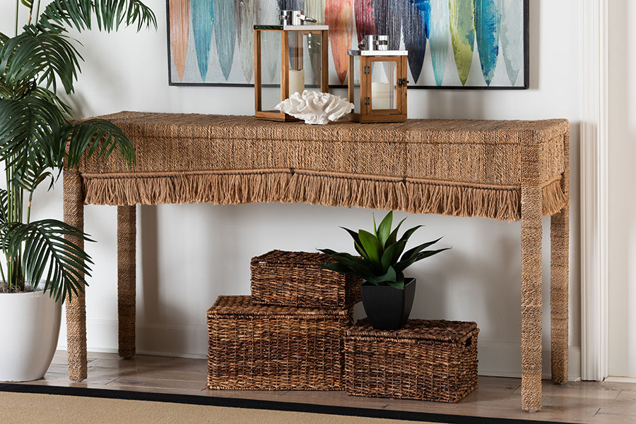 Bali & Pari Fiona Handwoven Seagrass Console Table
