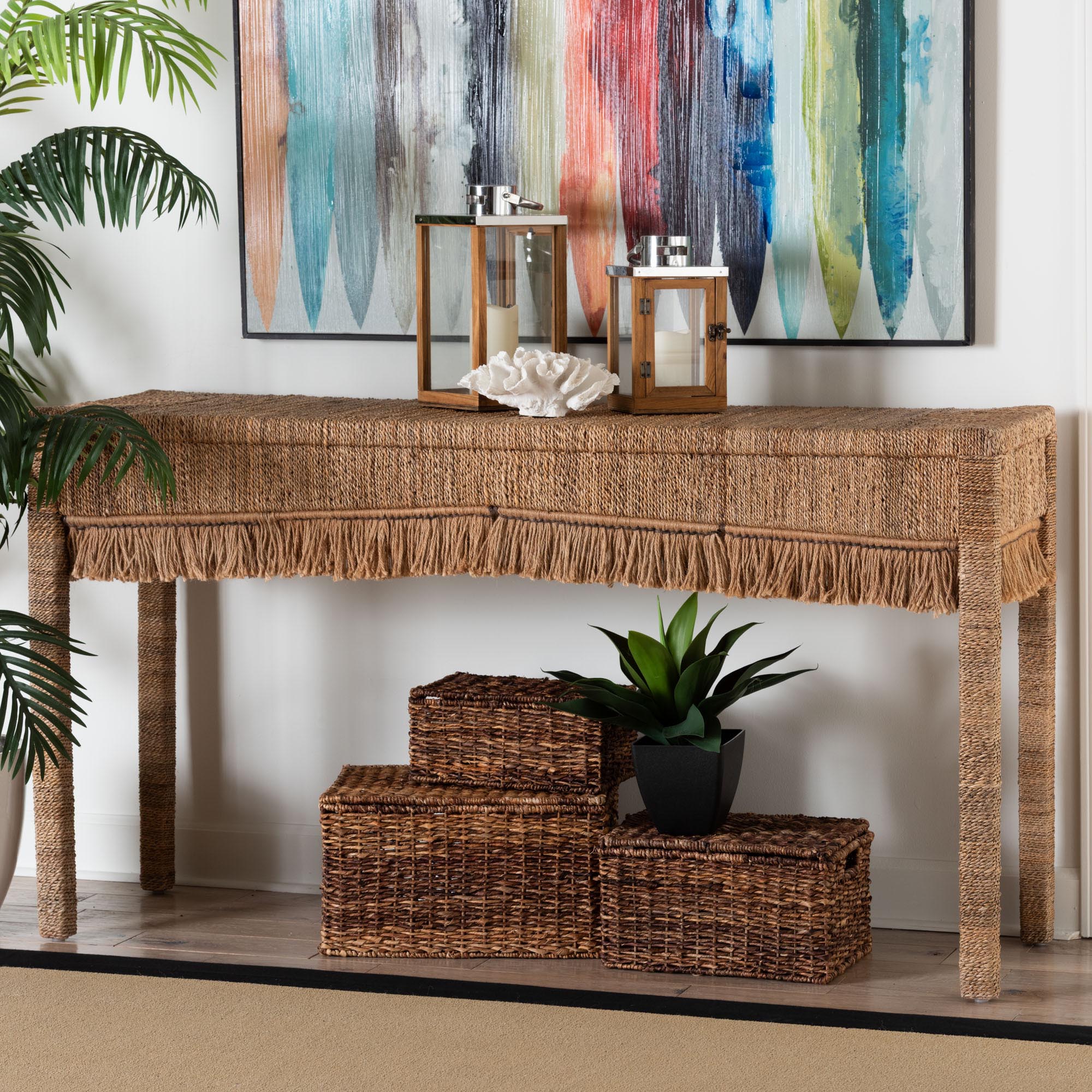 Bali & Pari Fiona Handwoven Seagrass Console Table