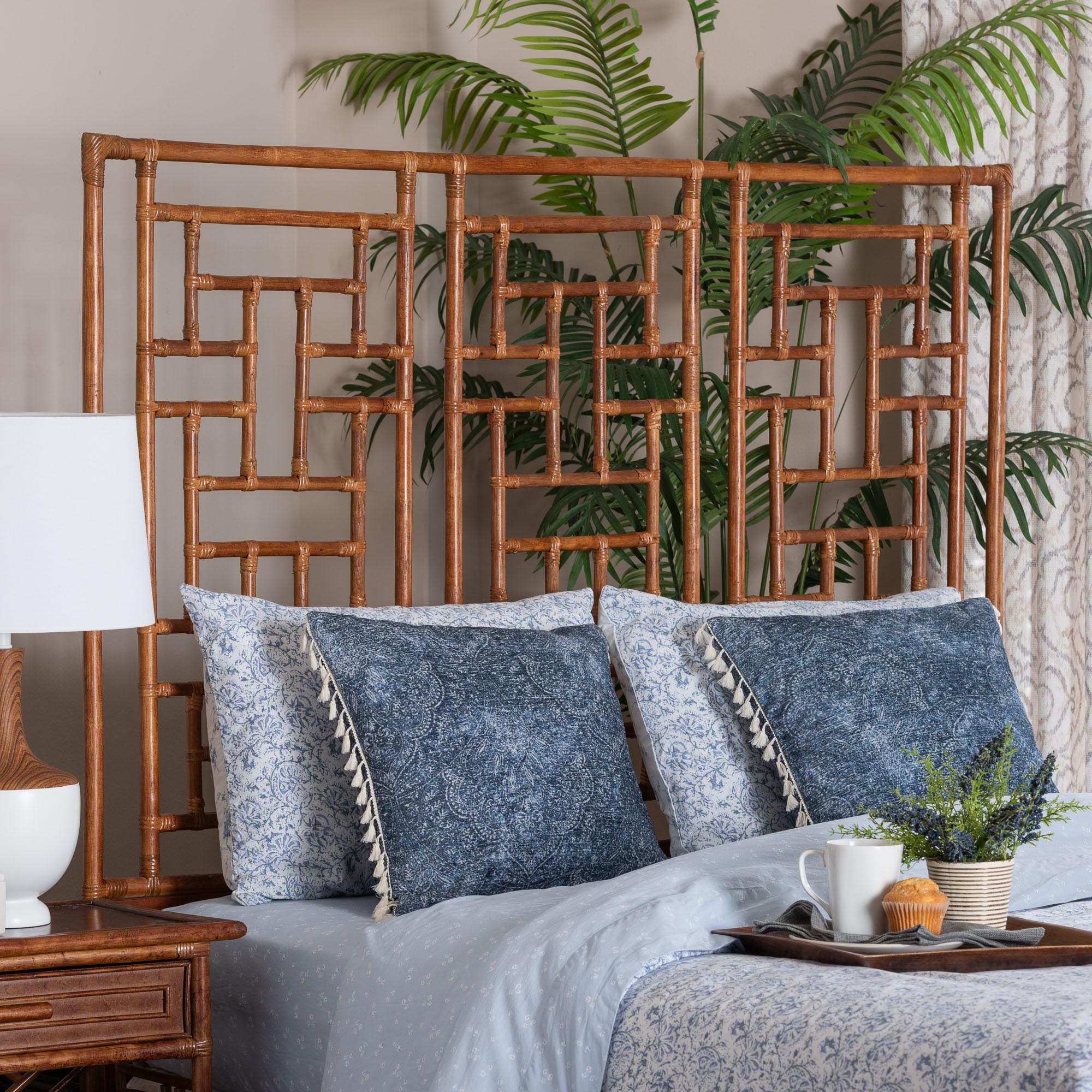 Bali & Pari Jamuna Marbled Tortoise Rattan Headboard