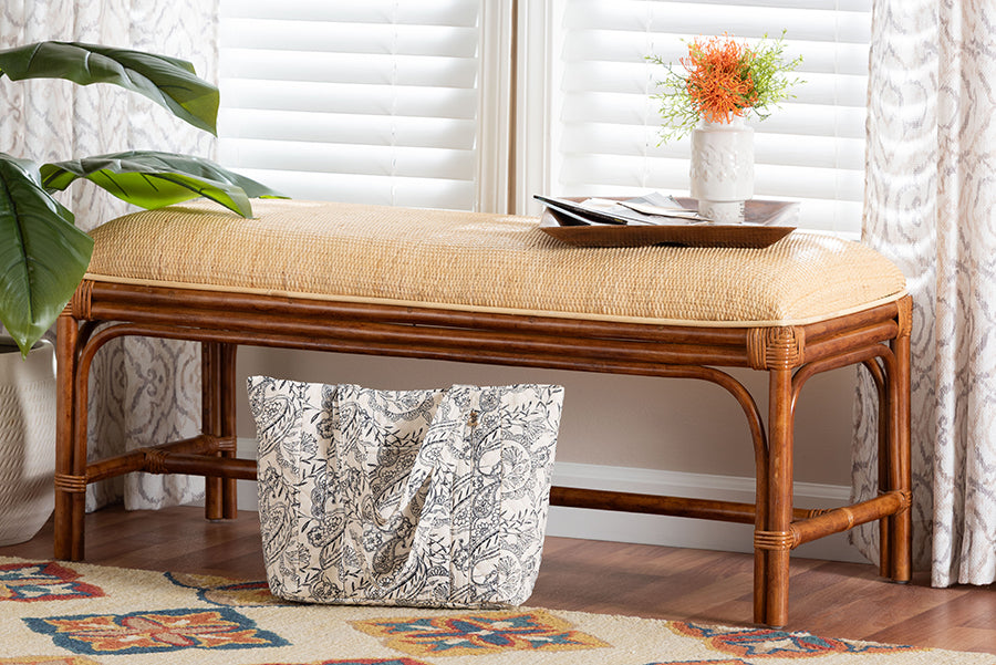 Bali & Pari Belen Marbled Tortoise Rattan Bench