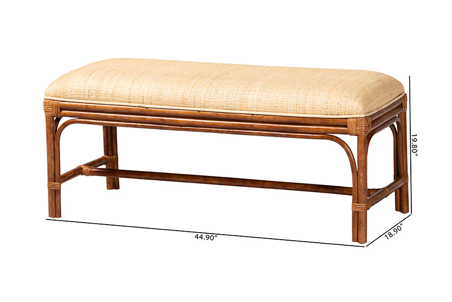 Bali & Pari Belen Marbled Tortoise Rattan Bench