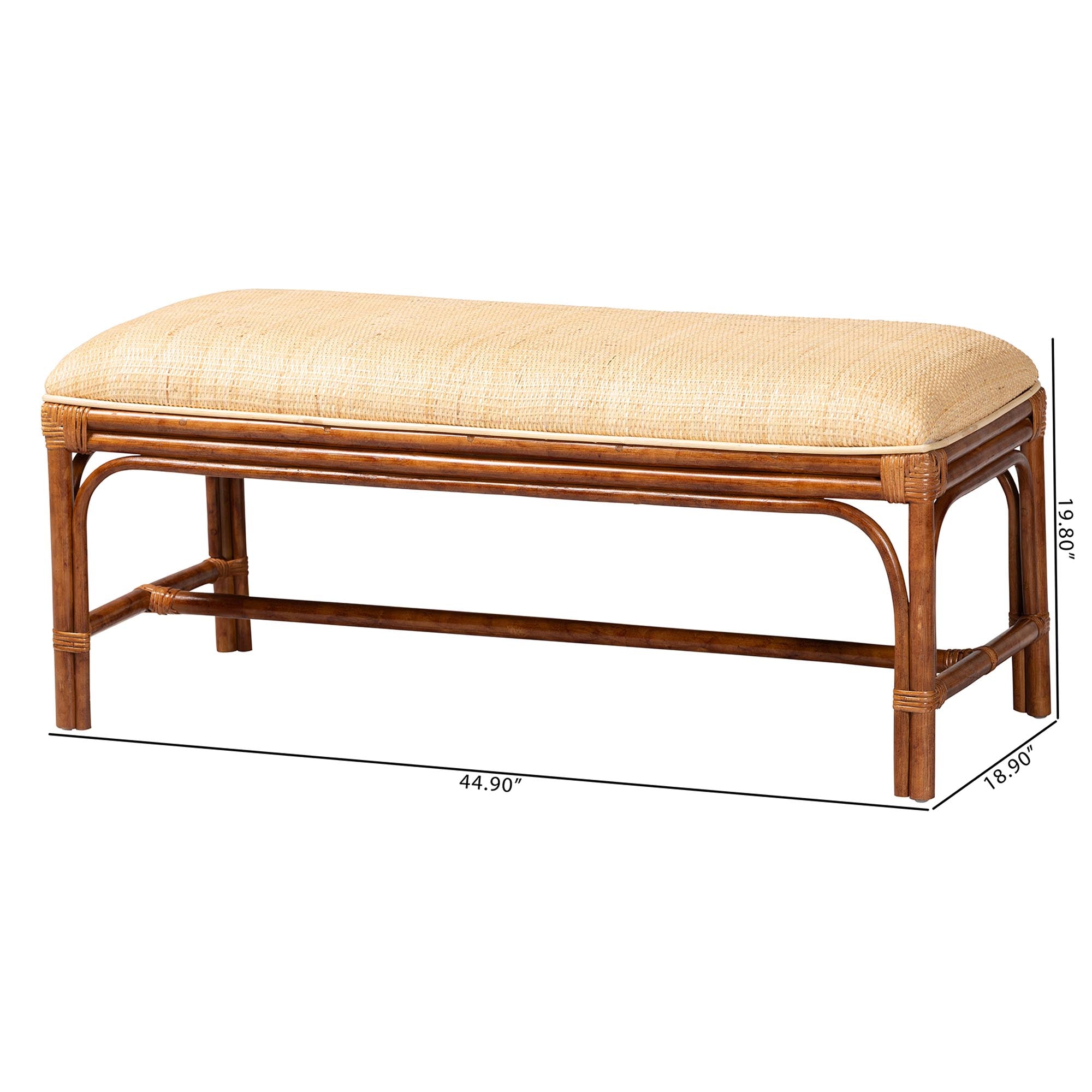 Bali & Pari Belen Marbled Tortoise Rattan Bench
