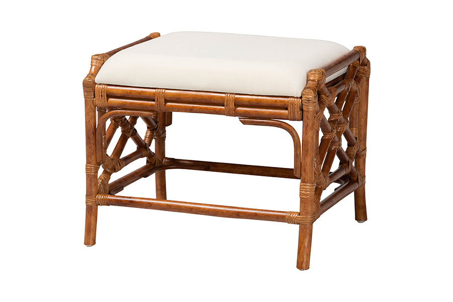 Bali & Pari Morley Marbled Tortoise Rattan Ottoman