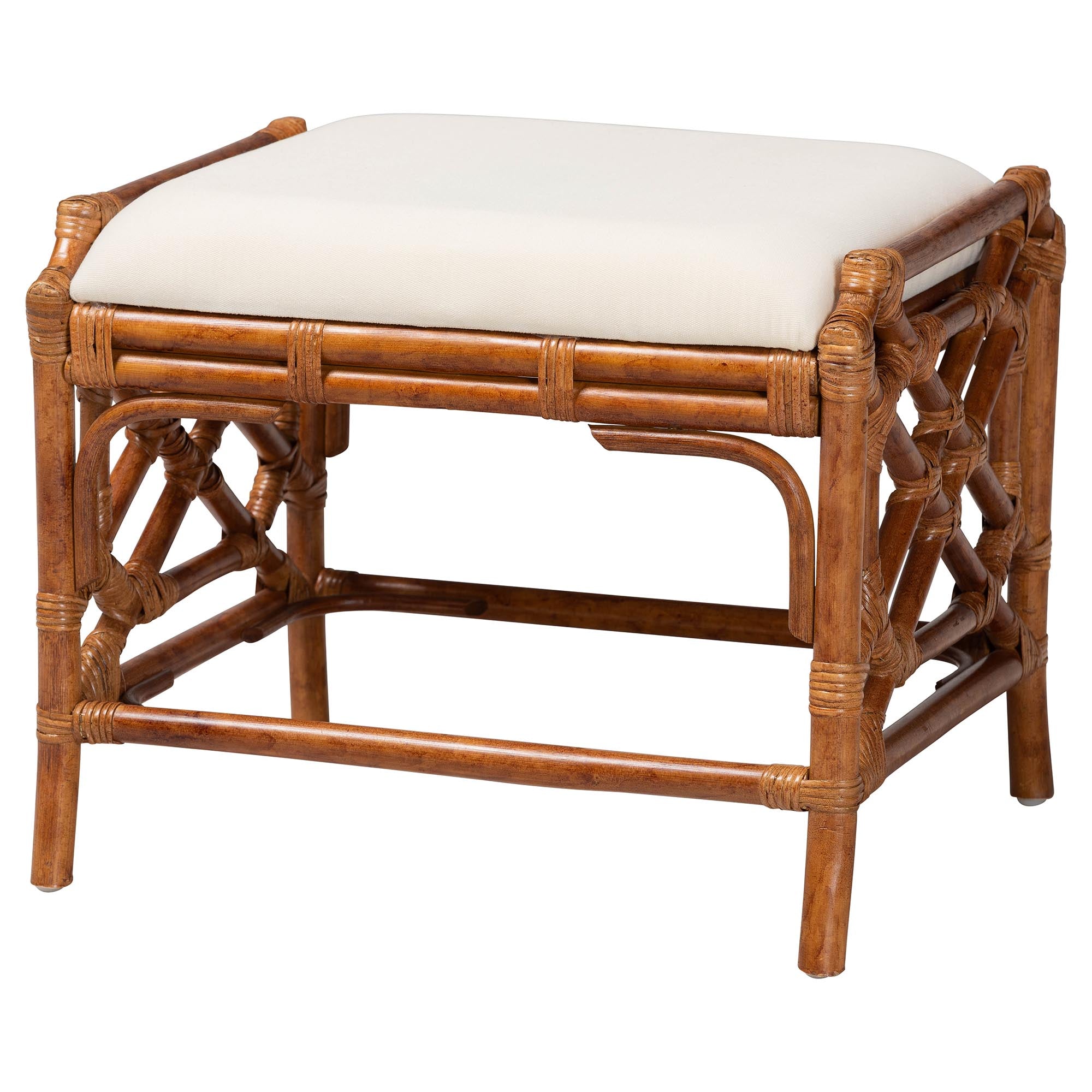 Bali & Pari Morley Marbled Tortoise Rattan Ottoman