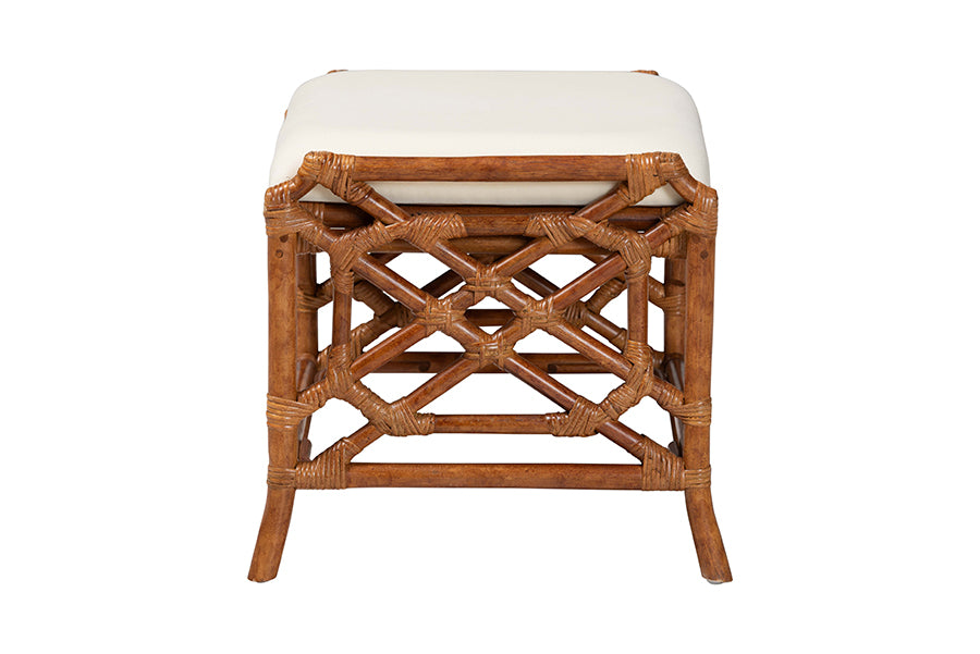 Bali & Pari Morley Marbled Tortoise Rattan Ottoman