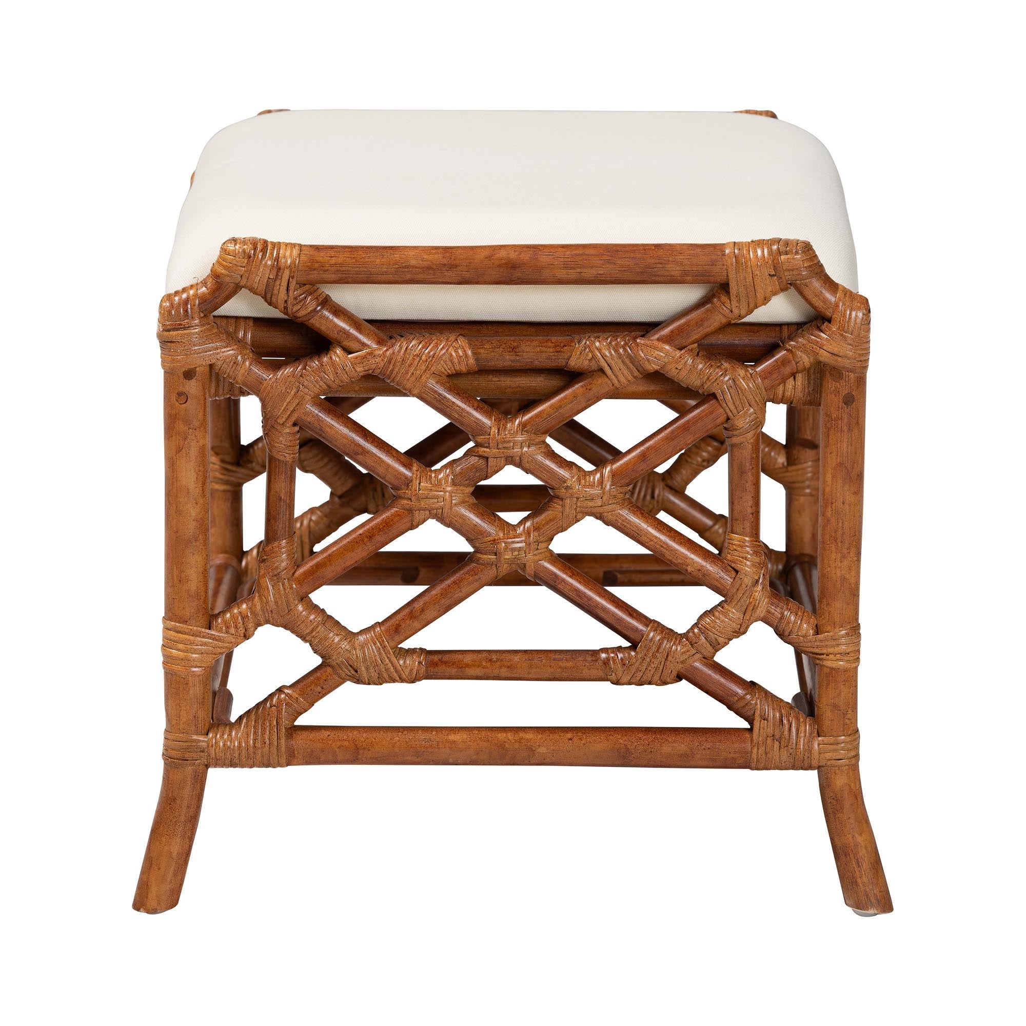 Bali & Pari Morley Marbled Tortoise Rattan Ottoman