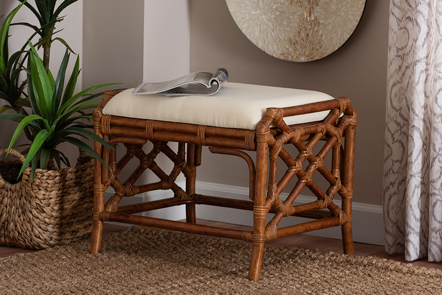 Bali & Pari Morley Marbled Tortoise Rattan Ottoman