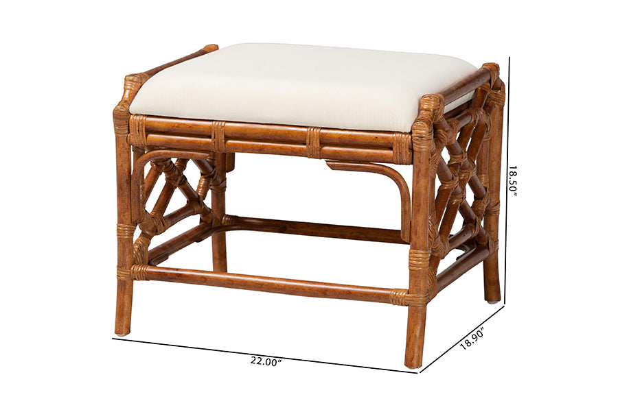 Bali & Pari Morley Marbled Tortoise Rattan Ottoman