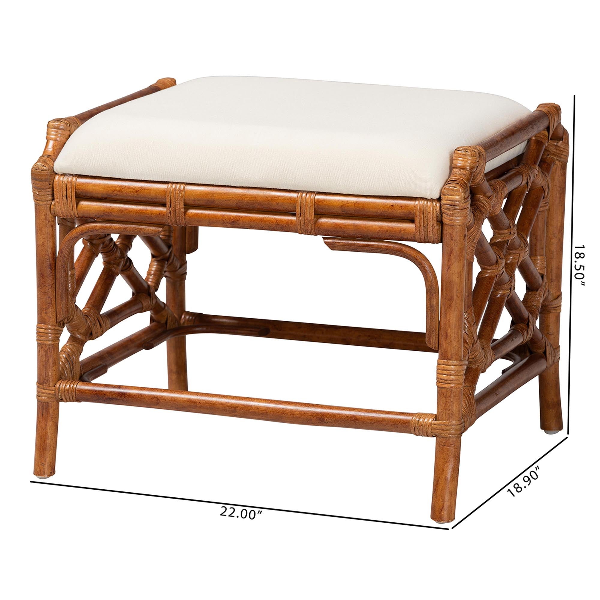 Bali & Pari Morley Marbled Tortoise Rattan Ottoman