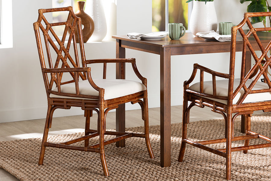 Bali & Pari Esmery Marbled Tortoise Rattan Dining Chair