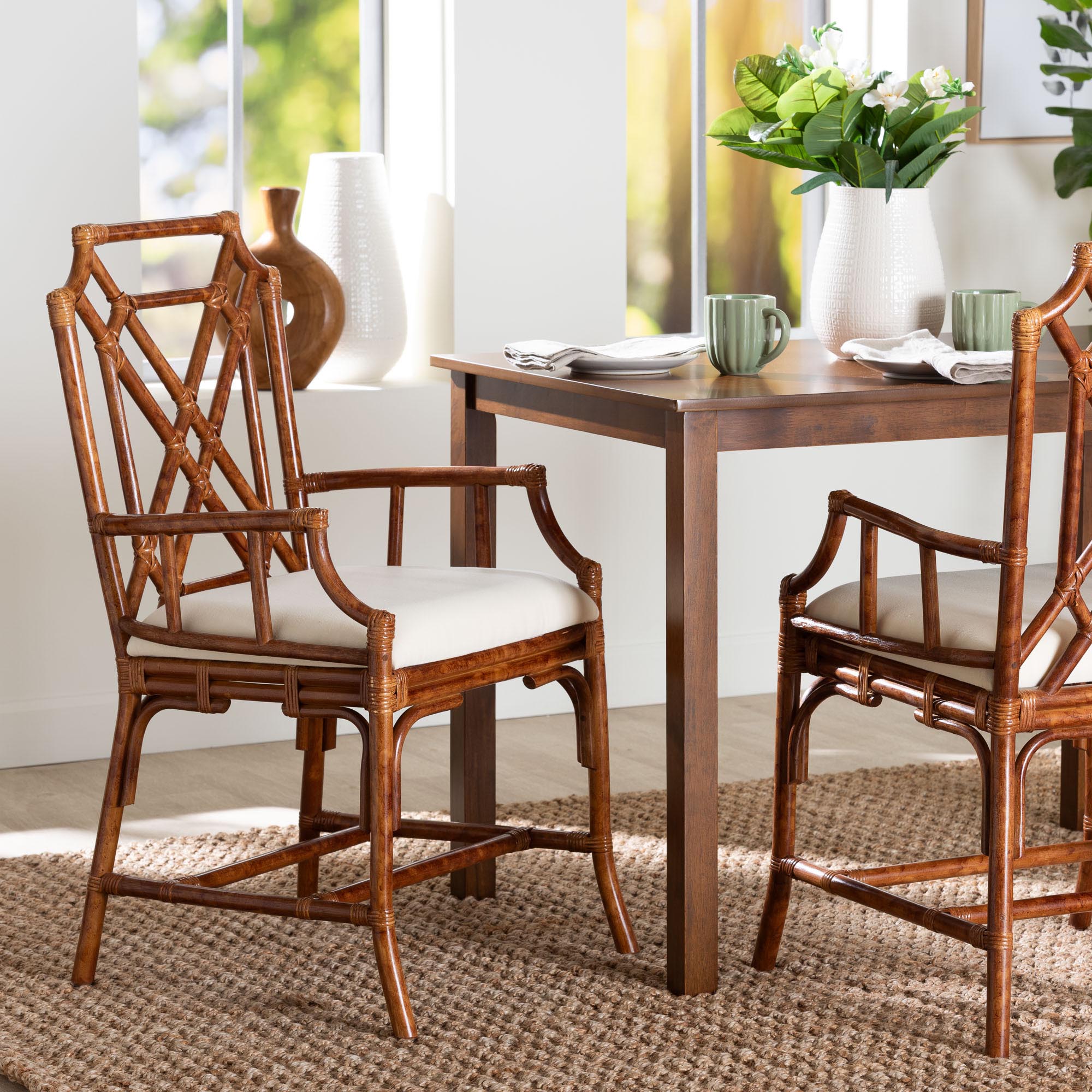 Bali & Pari Esmery Marbled Tortoise Rattan Dining Chair