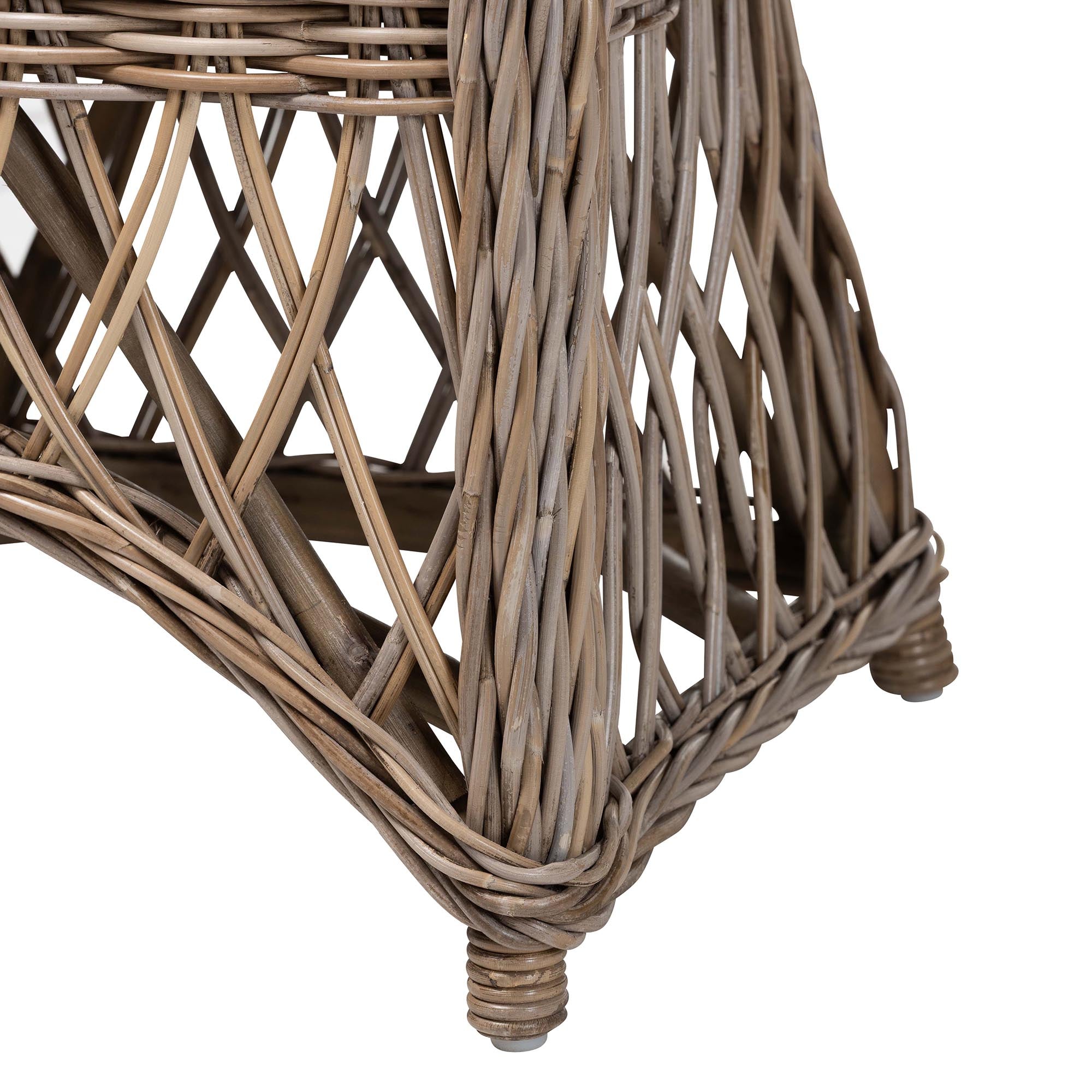 bali & pari Debra Rattan Armchair - Handwoven Open-Weave Wicker Armchair with Curved Silhouette & Removable Cushion, Coastal Boho Style Seating