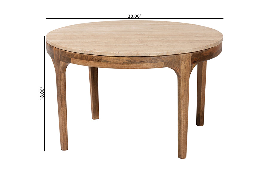 Prospero Round Travertine Coffee Table