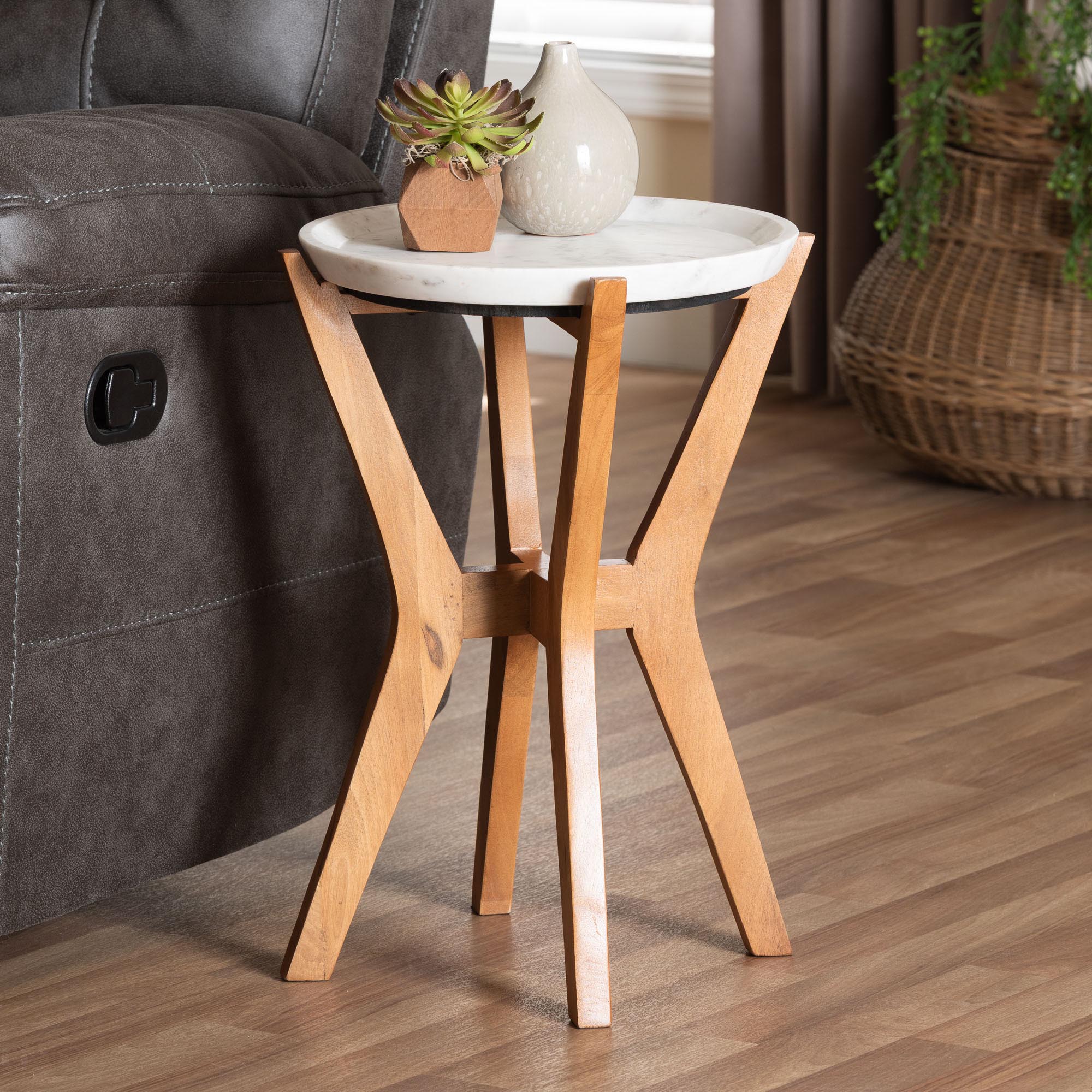 Phaedra Round Marble End Table