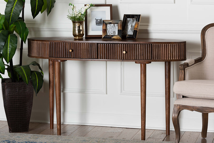 Linore Fluted Wood Console Table