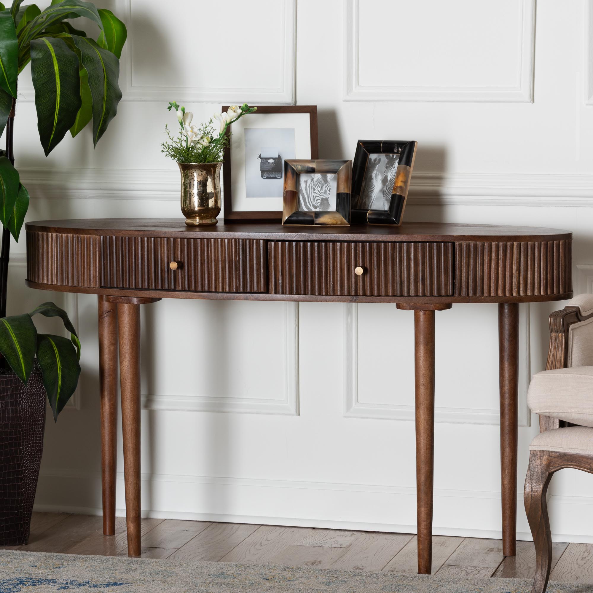 Linore Fluted Wood Console Table