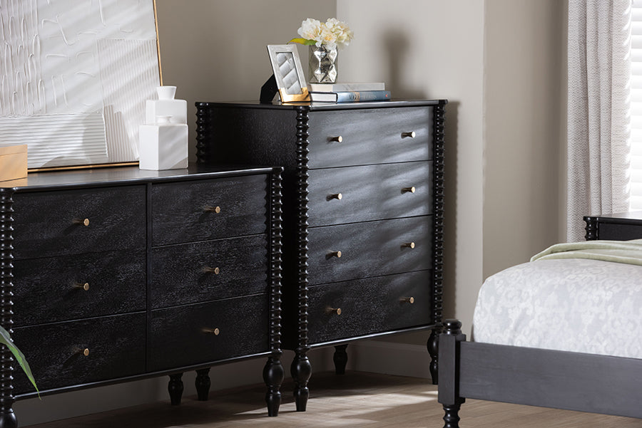 Callison Spindle Chest 4-Drawer Farmhouse Vertical Cabinet